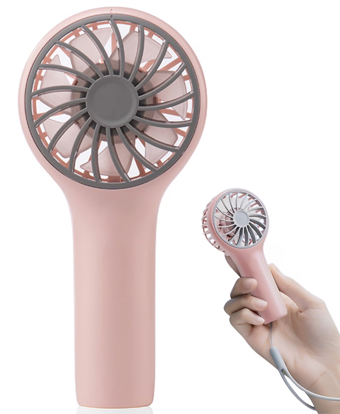 4000Mah Handheld Fan Mini Portrable Fan Battery Operated with 3 Speed, USB Rechargeable, White