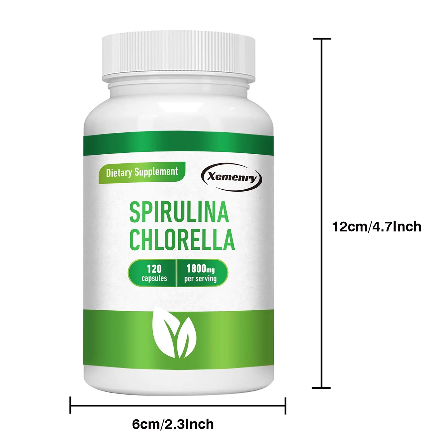 Spirulina Chlorella - Detox, Energy, Digestion & Powerful Antioxidant, Natural Blood Sugar Control - 120 Capsules
