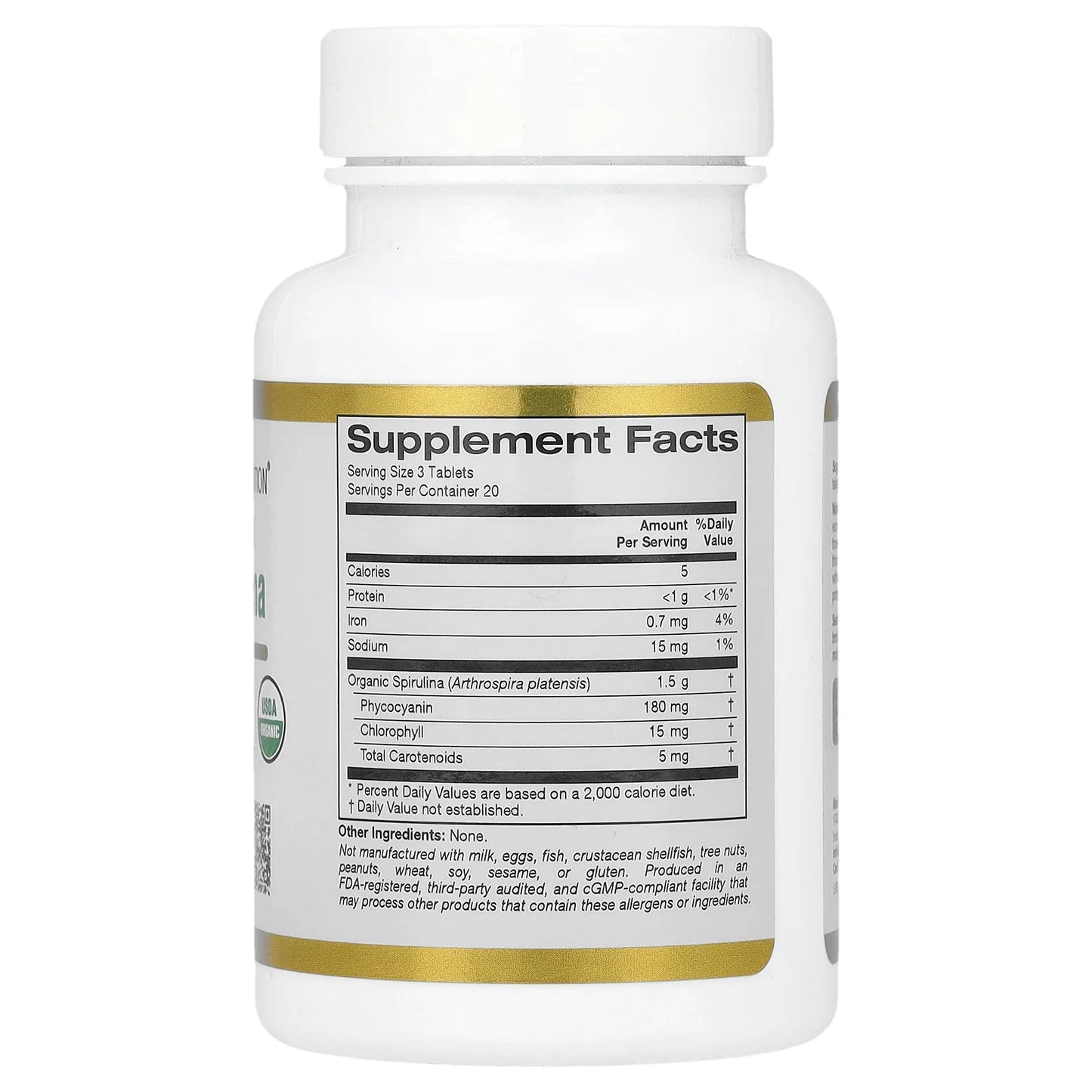 Organic Spirulina, 1,500 Mg, 60 Tablets (500 Mg per Tablet)