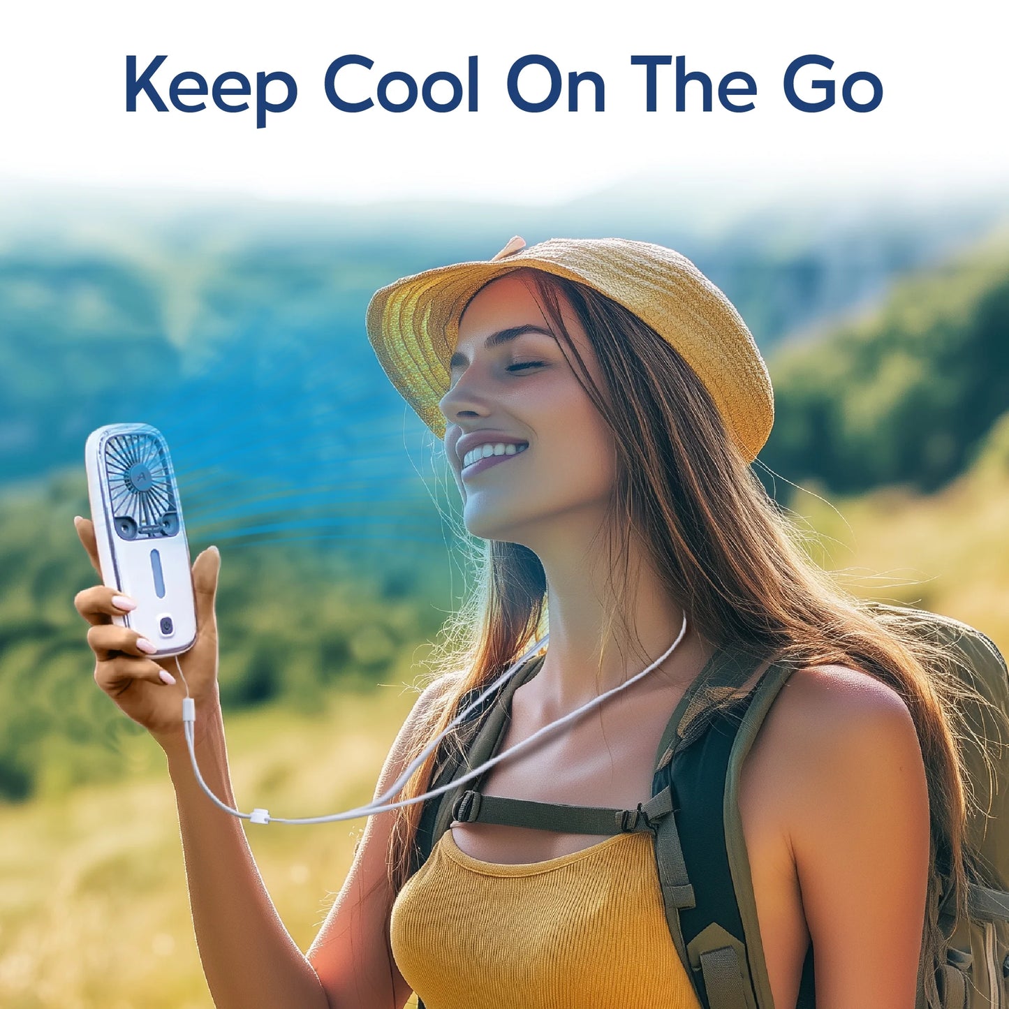 ® Pocket Hand Fan, Portable Air Cooler, Dual Cooling Jets, Rechargeable, 3 Speeds