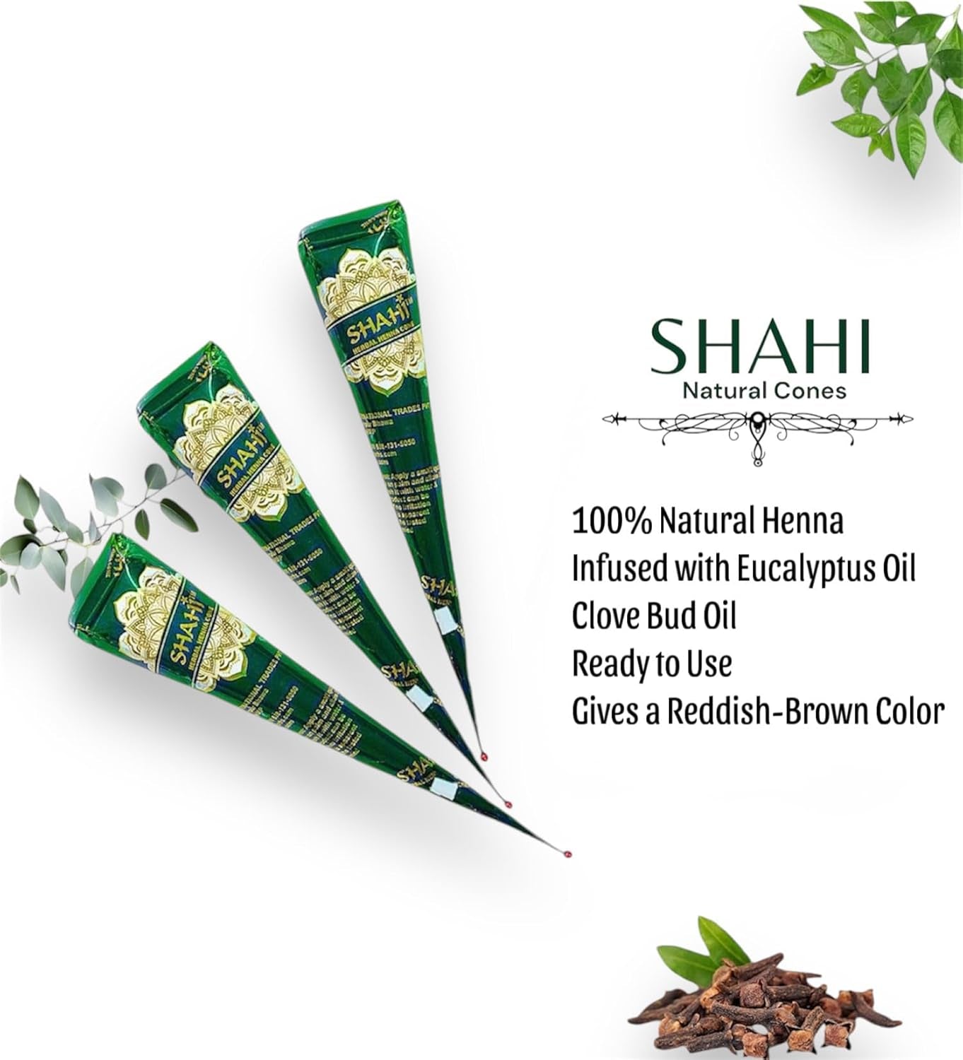3 Pack Natural Ready to Use Henna Paste Hair Color Hair Dye Cones Reddish Brown Color