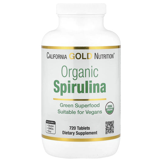 Organic Spirulina with Phycocyanin, Chlorophyll, and Carotenoids, 500 Mg, 720 Tablets