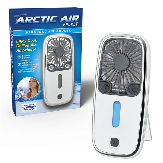 ® Pocket Hand Fan, Portable Air Cooler, Dual Cooling Jets, Rechargeable, 3 Speeds