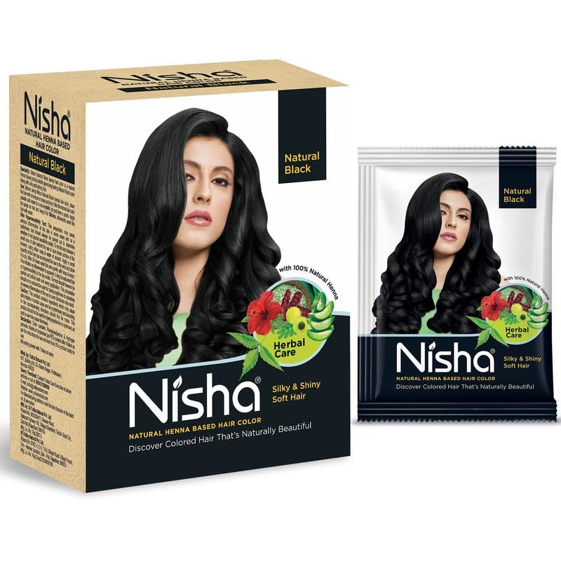 Natural Henna Powder for Hair Colour, Natural Black Hair, Herbal Conditioning Hair Dye for Silky & Shiny Soft Hair Colour for Men & Women (Pack of 2-60G Each)