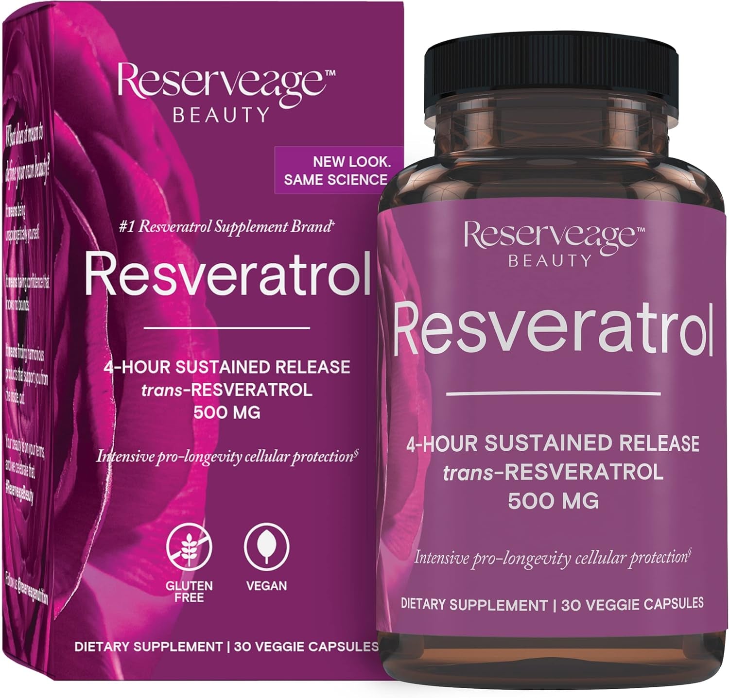 -  Beauty, Resveratrol 500 Mg, Antioxidant Supplement for Heart and Cellular Health, Supports Healthy Aging and Immune System, Paleo, Keto, 30 Capsules