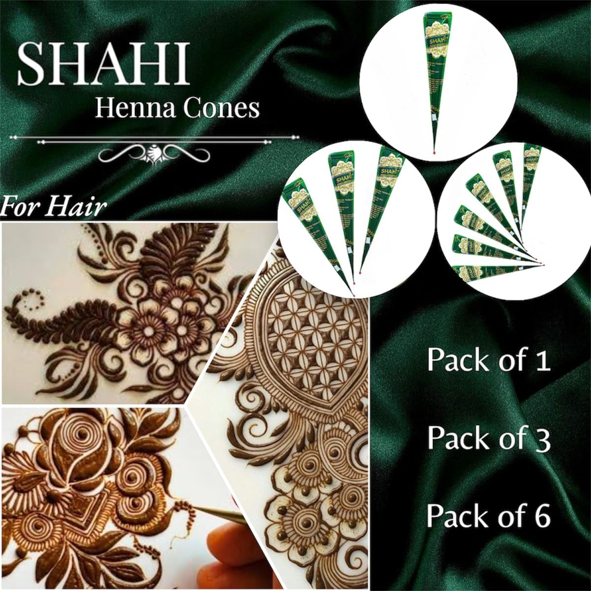 3 Pack Natural Ready to Use Henna Paste Hair Color Hair Dye Cones Reddish Brown Color