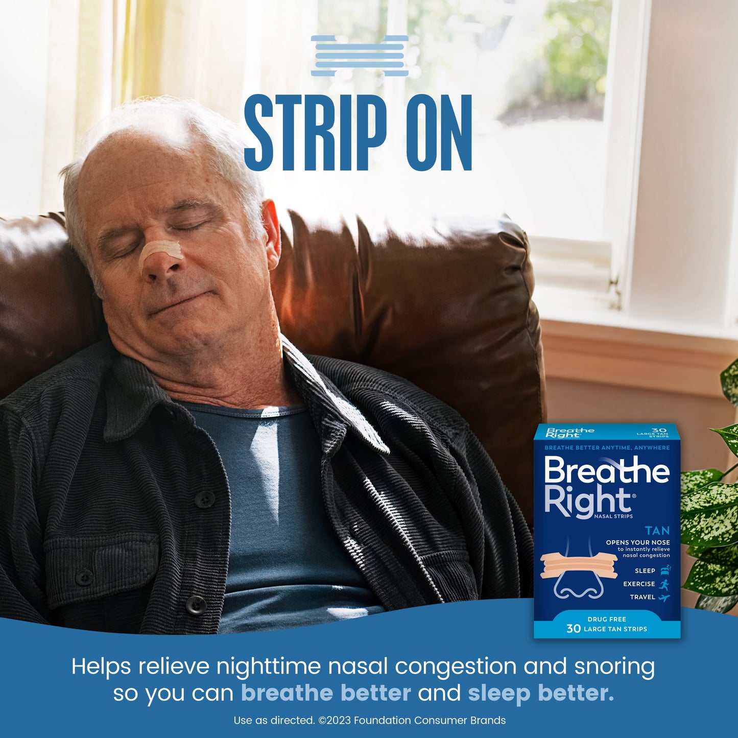 Original Nasal Strips, Tan Nasal Strips, Large, 30 Count