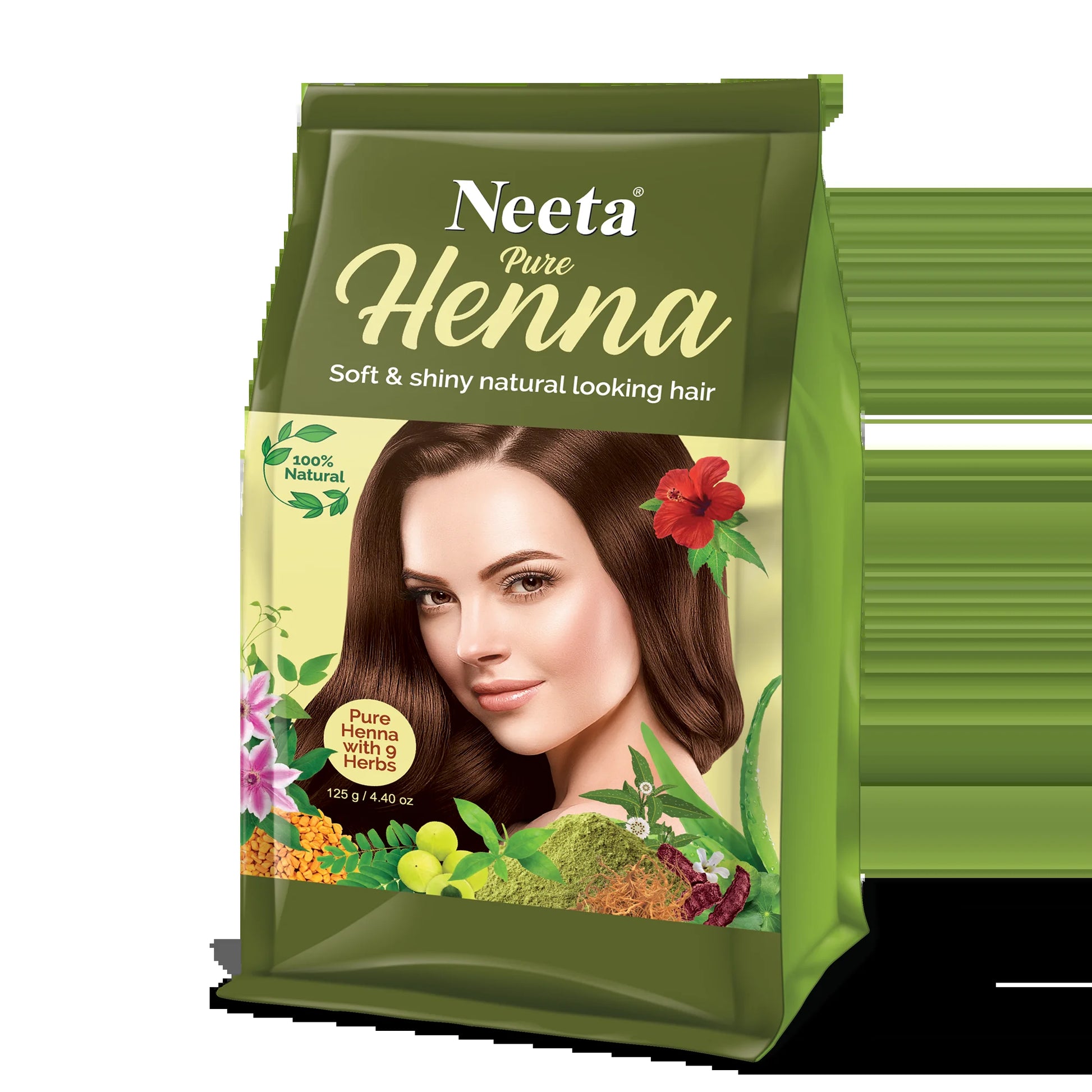 (2 Pack)  100% Natural Pure Henna with 9 Herbs for Hair, Chemical Free Dye, Soft & Shiny Hair, 4.40 Oz
