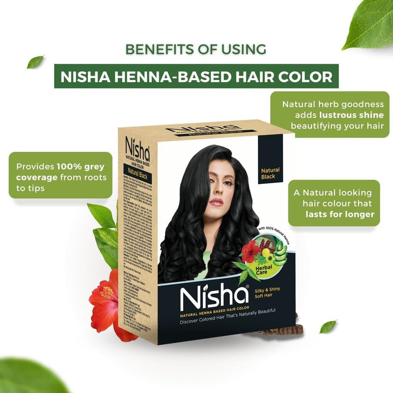 Natural Henna Powder for Hair Colour, Natural Black Hair, Herbal Conditioning Hair Dye for Silky & Shiny Soft Hair Colour for Men & Women (Pack of 2-60G Each)
