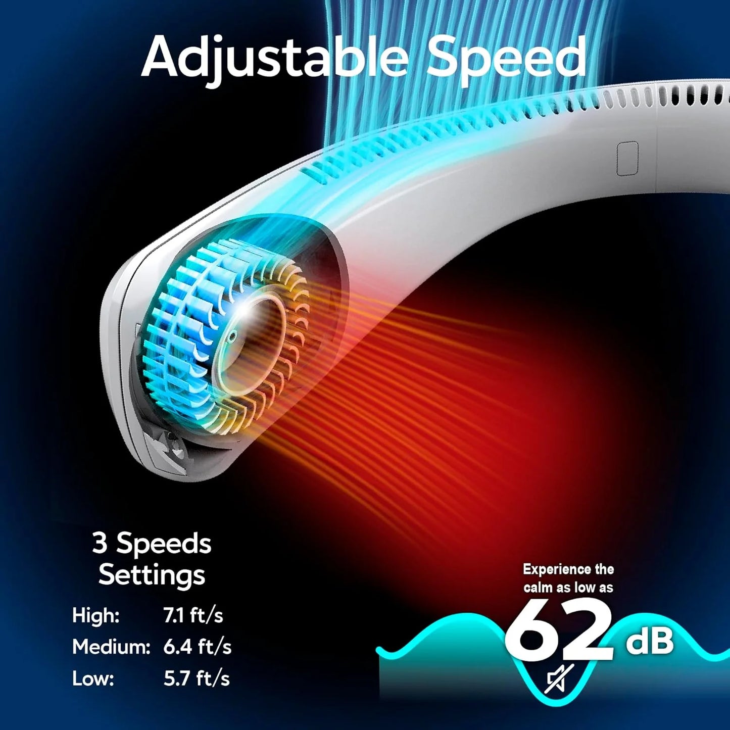 Cool Touch - Portable Handheld Fan, Mini USB Rechargeable, Compact & Lightweight, 4-Speed Adjustable, Battery-Powered, Quiet & Perfect for Travel & Outdoor, White Color, AACTFW-MC12/4