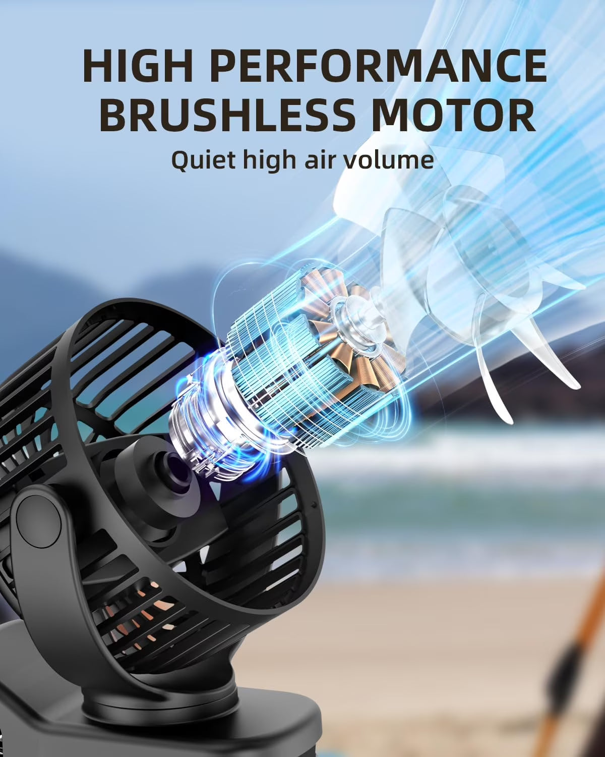 Portable Clip on Fan Battery Operated,3 Speed Quiet Rechargeable Mini Table Fan, Quiet,High Air Volume, 360 Degree Free Rotation,Mini Desk Fan, Stroller Fan-Black