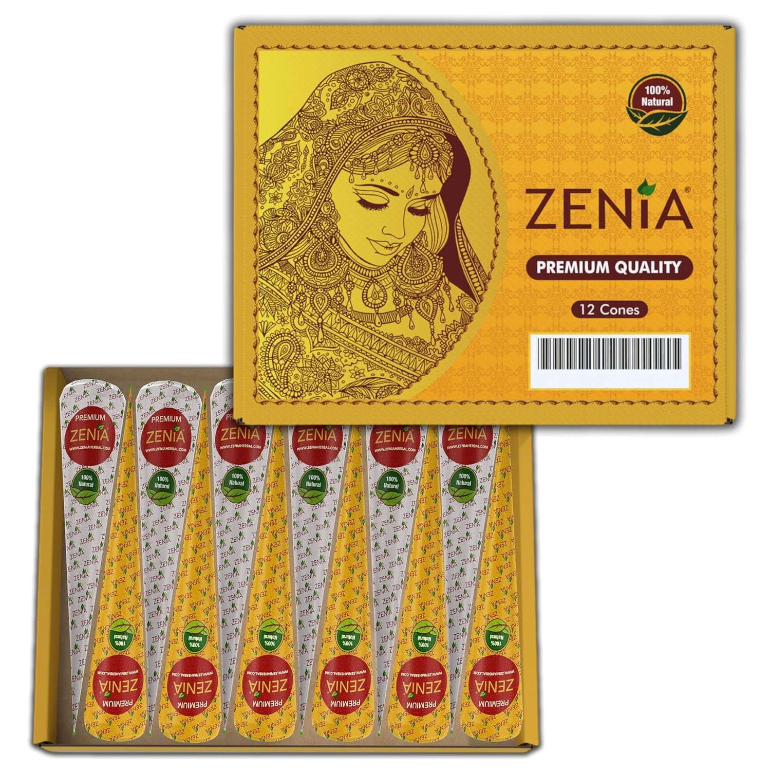 Premium Henna Cones (35G Each) - 100% Natural Ready to Use Henna Paste Hair Color Hair Dye Cones Reddish Brown Color (12 Pack)