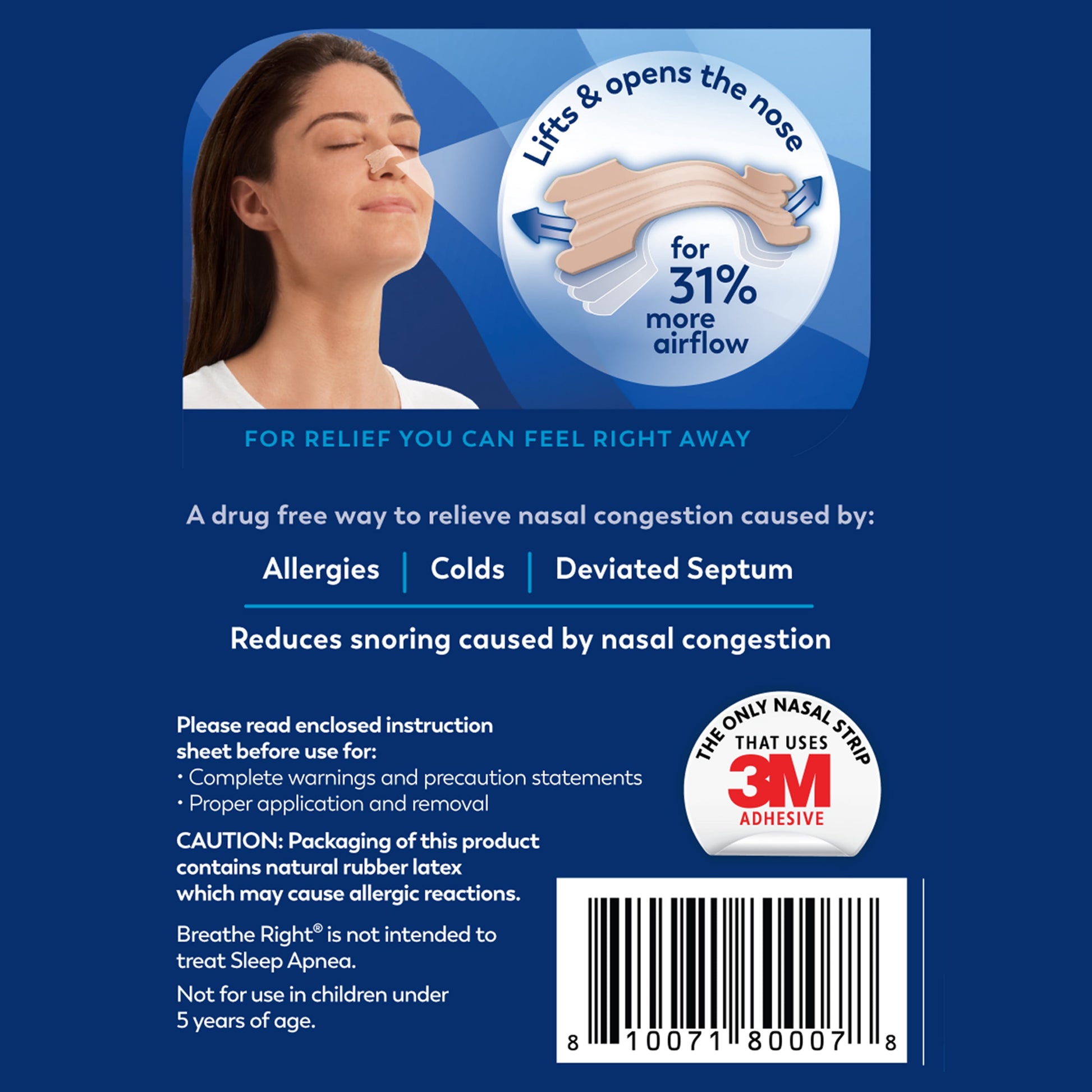 Original Nasal Strips, Tan Nasal Strips, Large, 30 Count