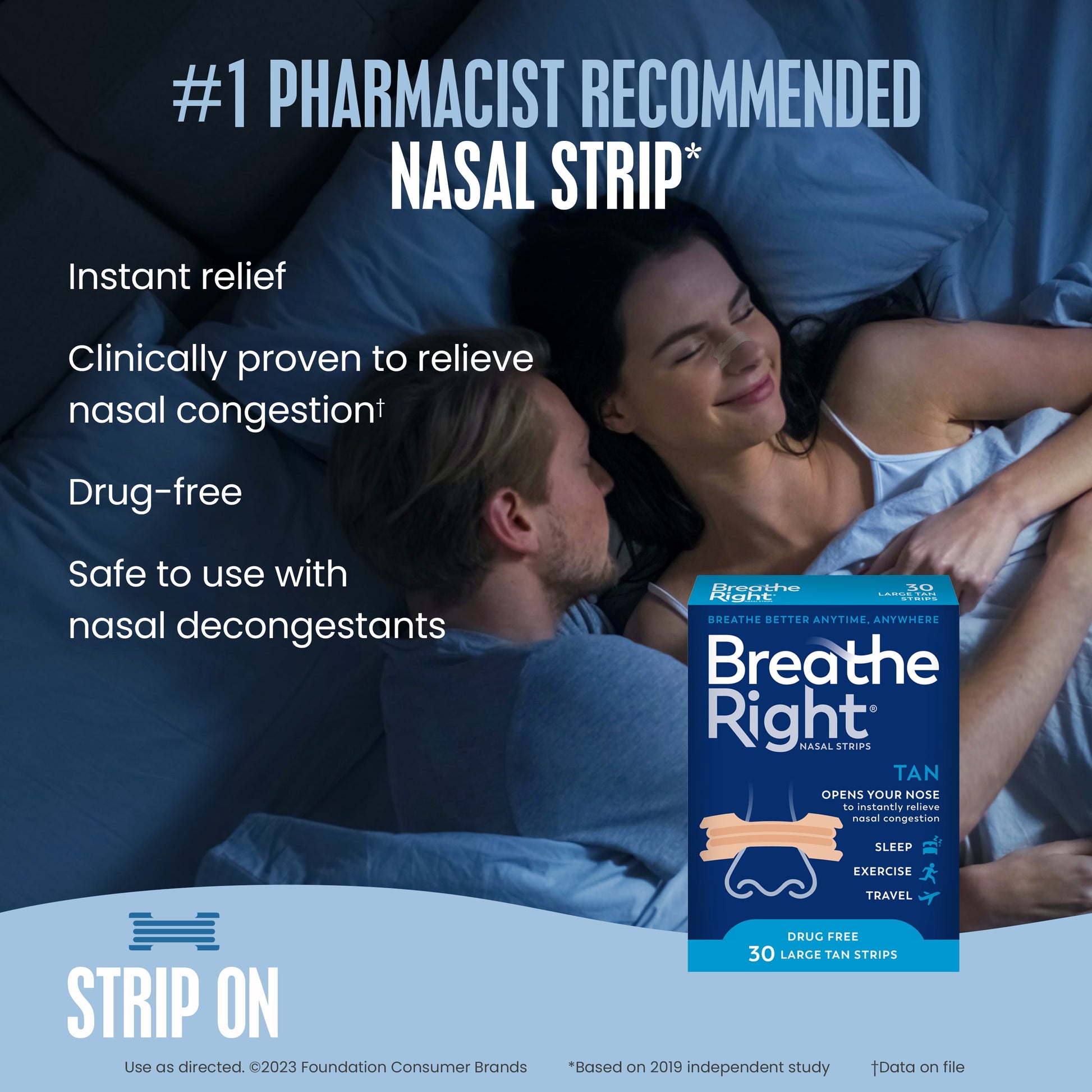 Original Nasal Strips, Tan Nasal Strips, Large, 30 Count