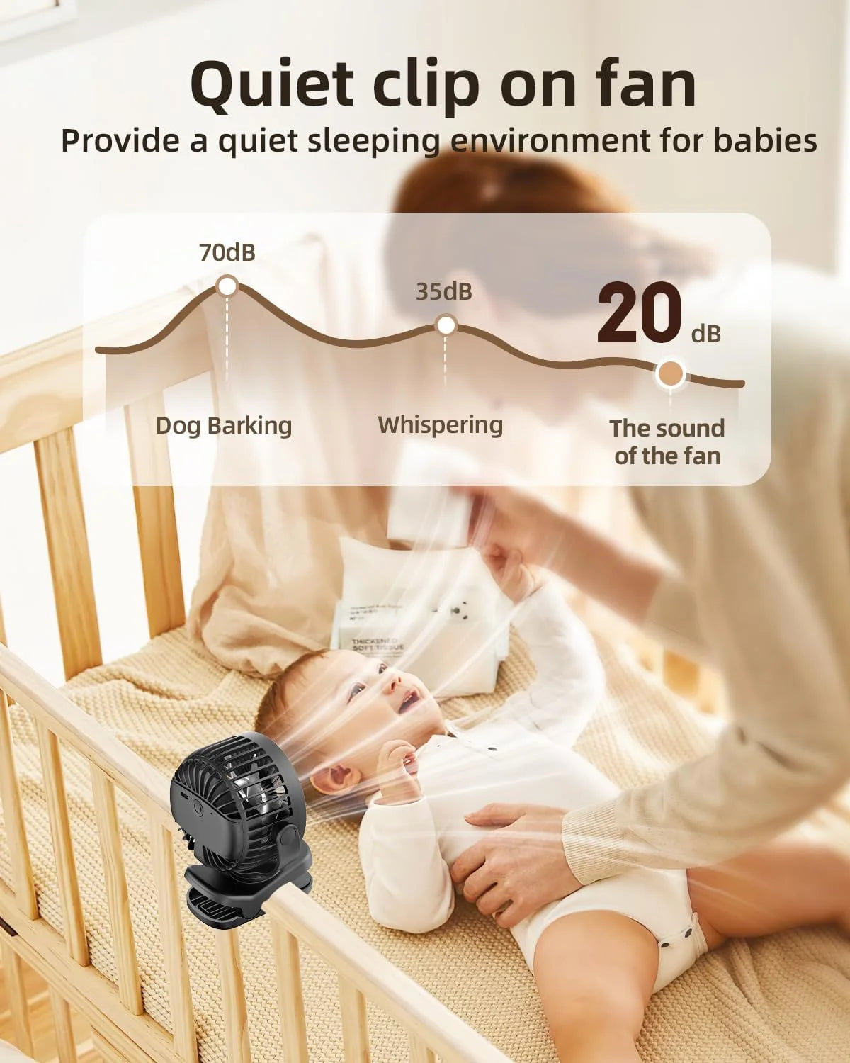 Portable Clip on Fan Battery Operated,3 Speed Quiet Rechargeable Mini Table Fan, Quiet,High Air Volume, 360 Degree Free Rotation,Mini Desk Fan, Stroller Fan-Black
