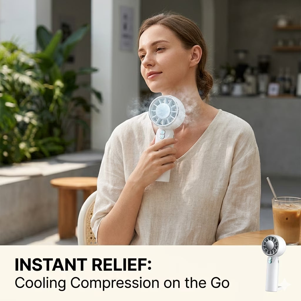 Handheld Turbo Fan 5-Speed Rechargeable Portable Mini Fan High-Speed for Travel Outdoor Gifts for Women Men - White