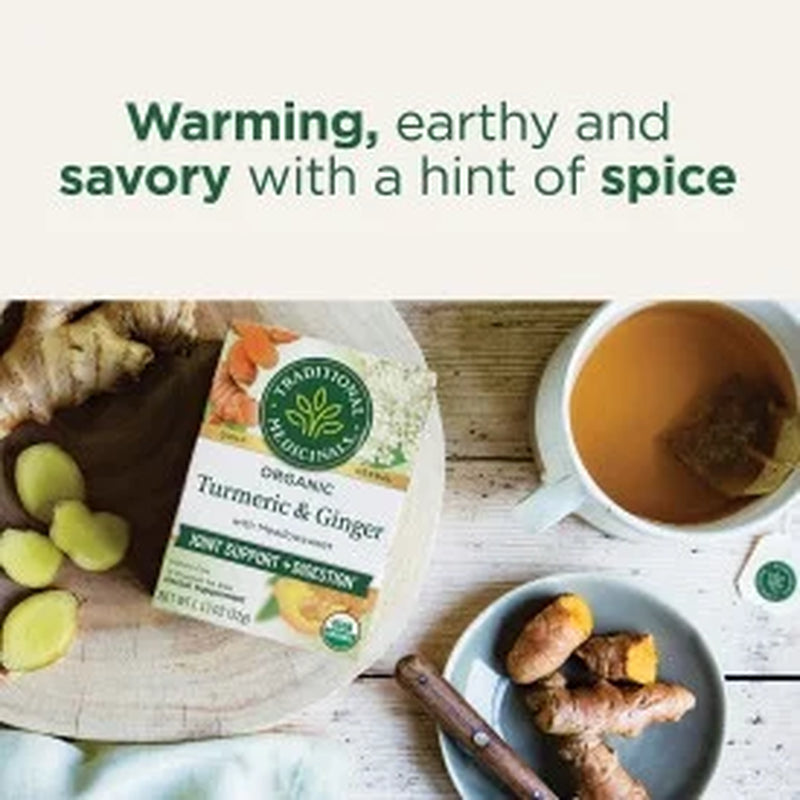 , Organic Turmeric with Meadowsweet & Ginger Herbal Tea Bags, 16 Count