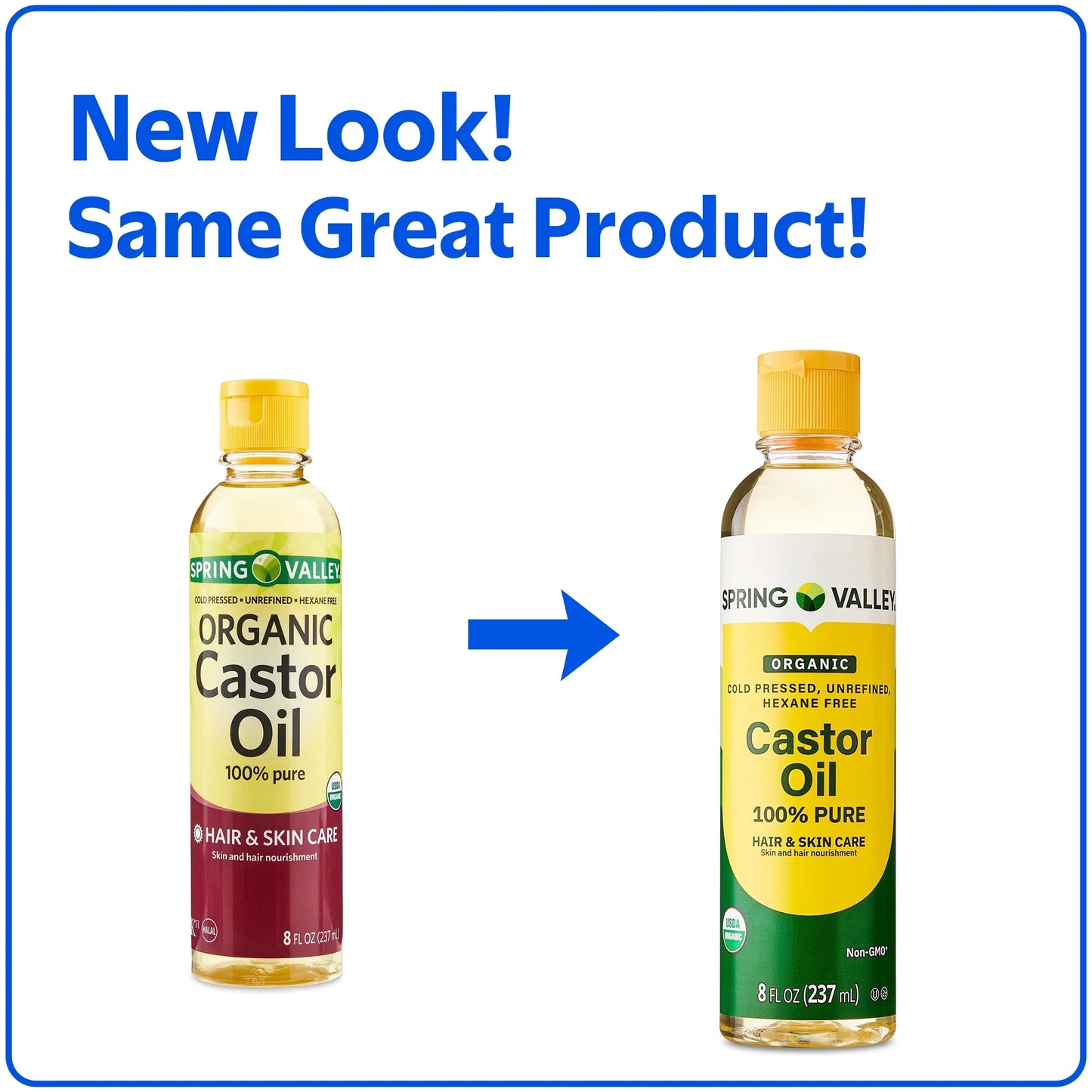 Cold-Pressed Castor Oil - Unrefined & Hexane-Free, Organic for Hair & Skin, 8 Fl Oz