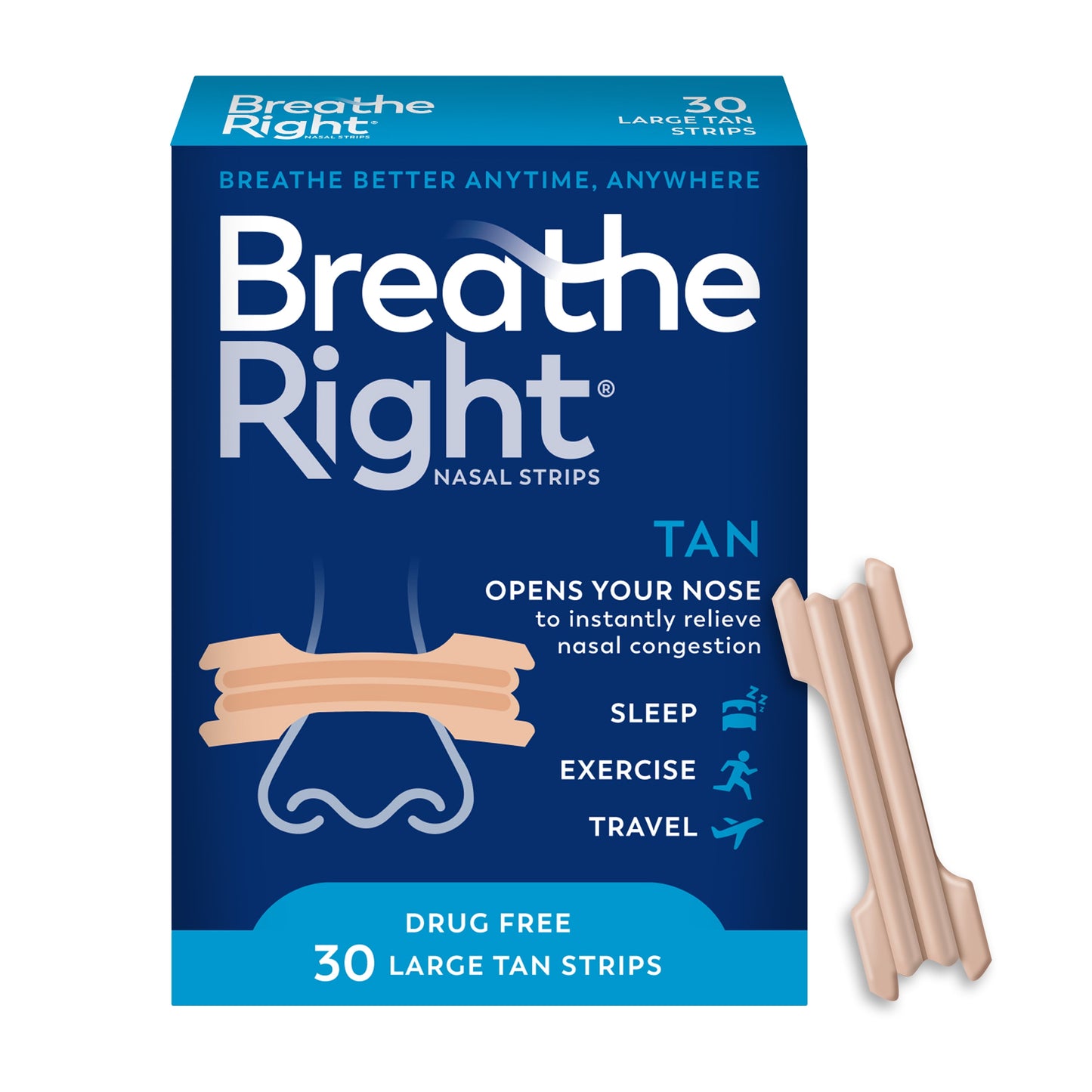 Original Nasal Strips, Tan Nasal Strips, Large, 30 Count