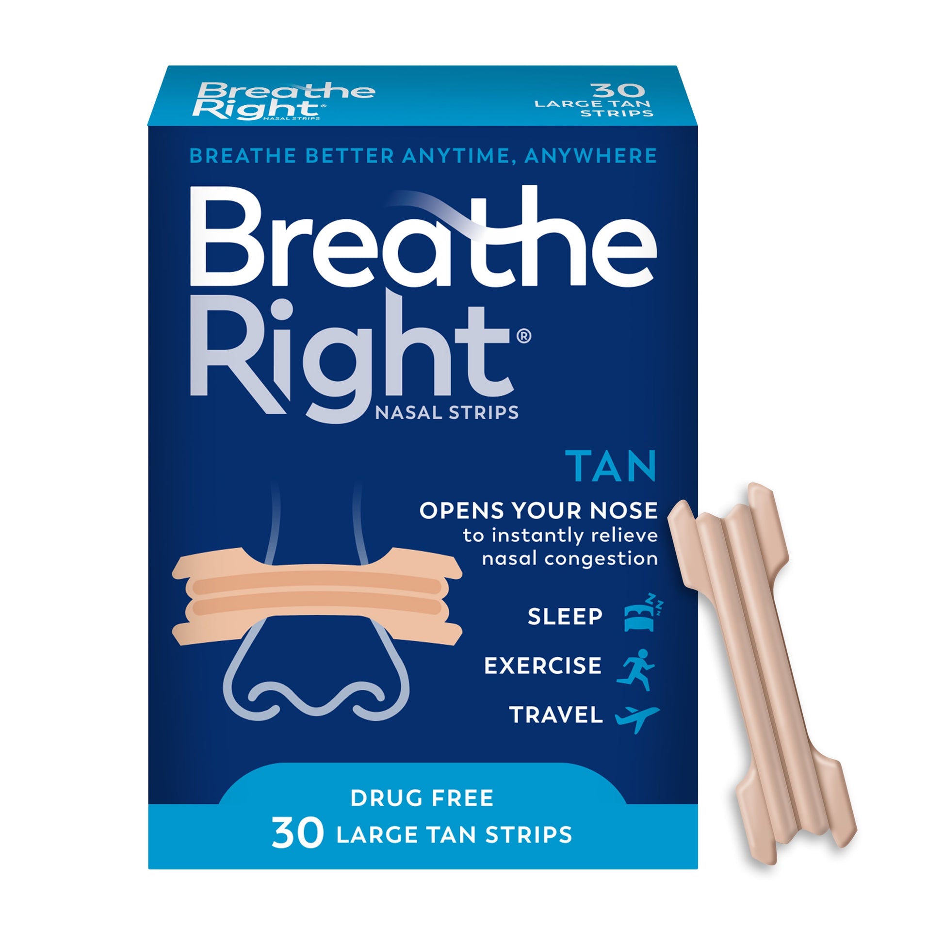 Original Nasal Strips, Tan Nasal Strips, Large, 30 Count