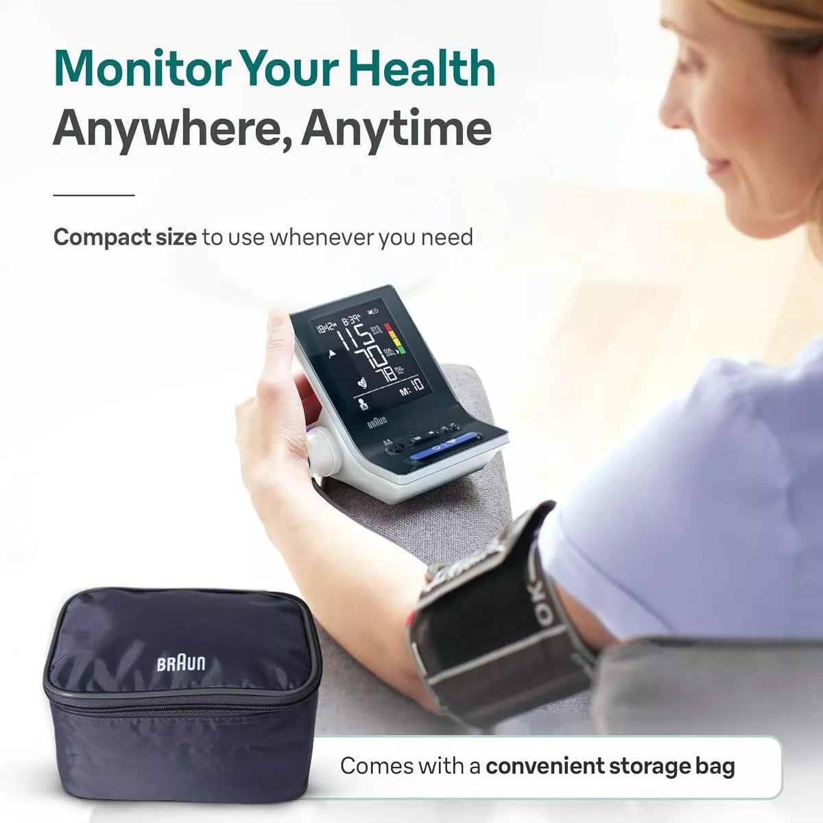 Braun Exactfit 3 Upper Arm Blood Pressure Monitor for Home Use - 2 Cuff Sizes: Non-Toxic, Includes Batteries