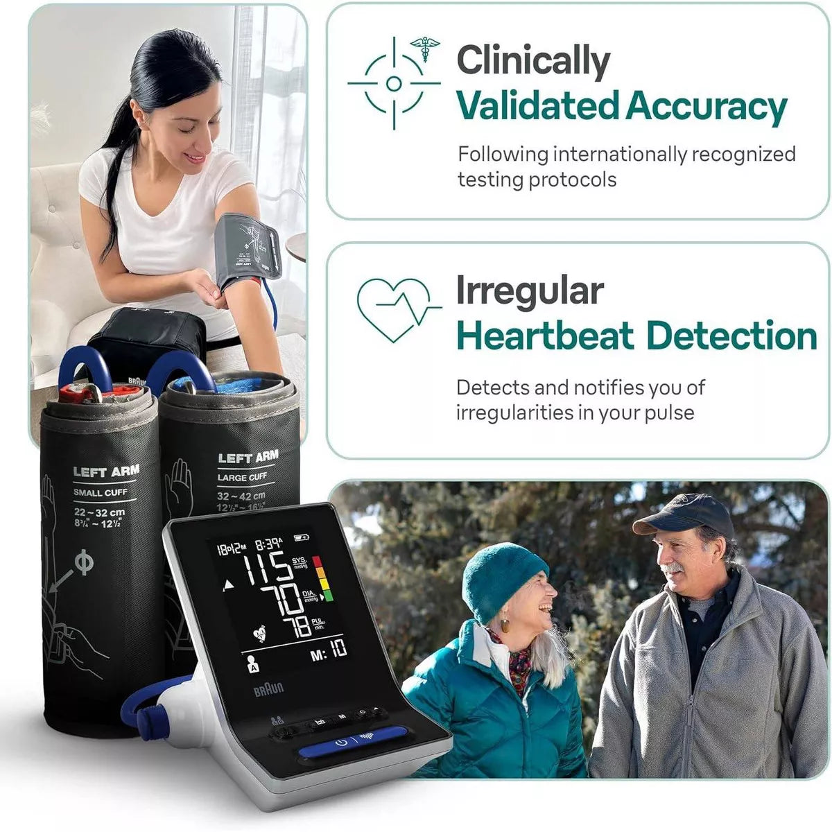 Braun Exactfit 3 Upper Arm Blood Pressure Monitor for Home Use - 2 Cuff Sizes: Non-Toxic, Includes Batteries
