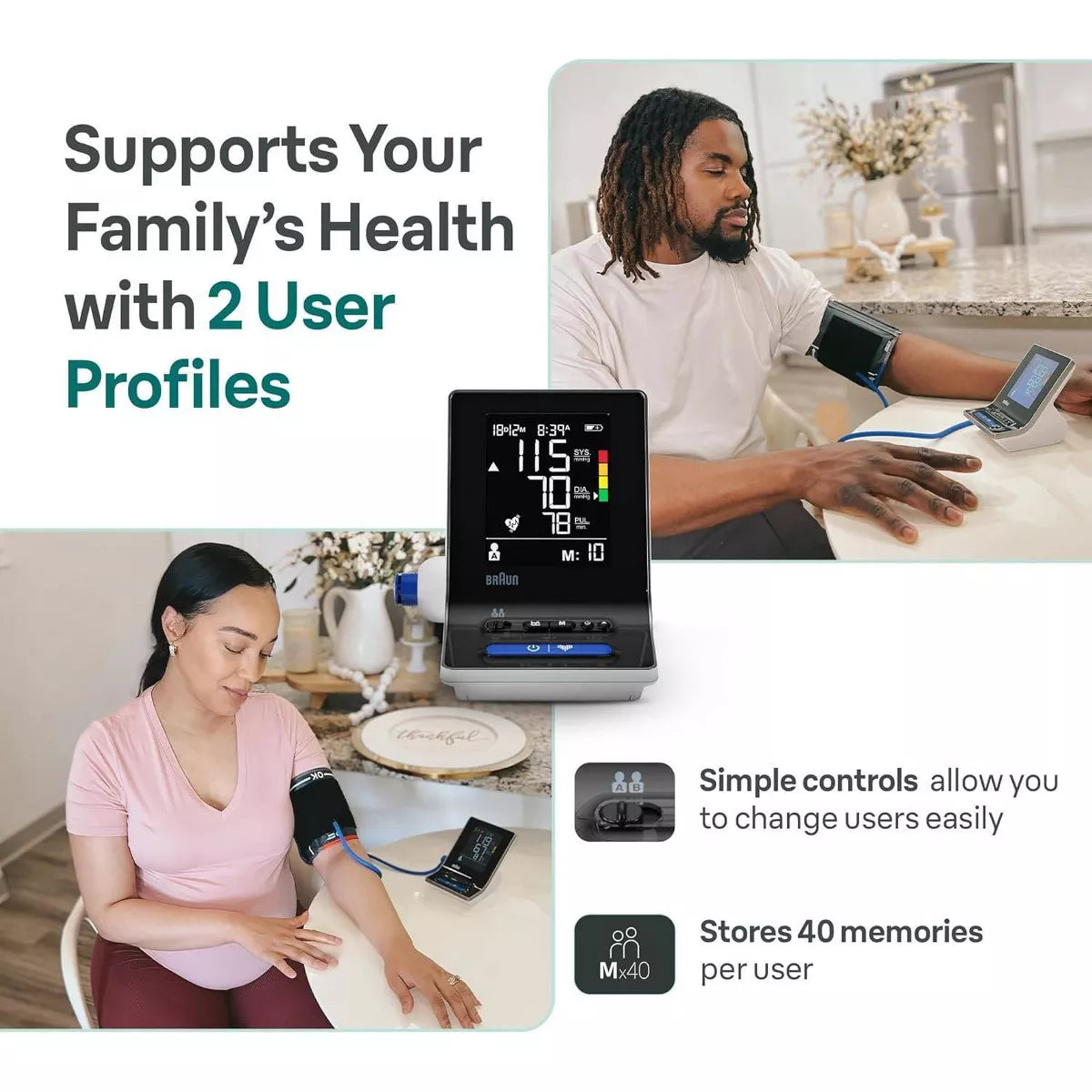 Braun Exactfit 3 Upper Arm Blood Pressure Monitor for Home Use - 2 Cuff Sizes: Non-Toxic, Includes Batteries