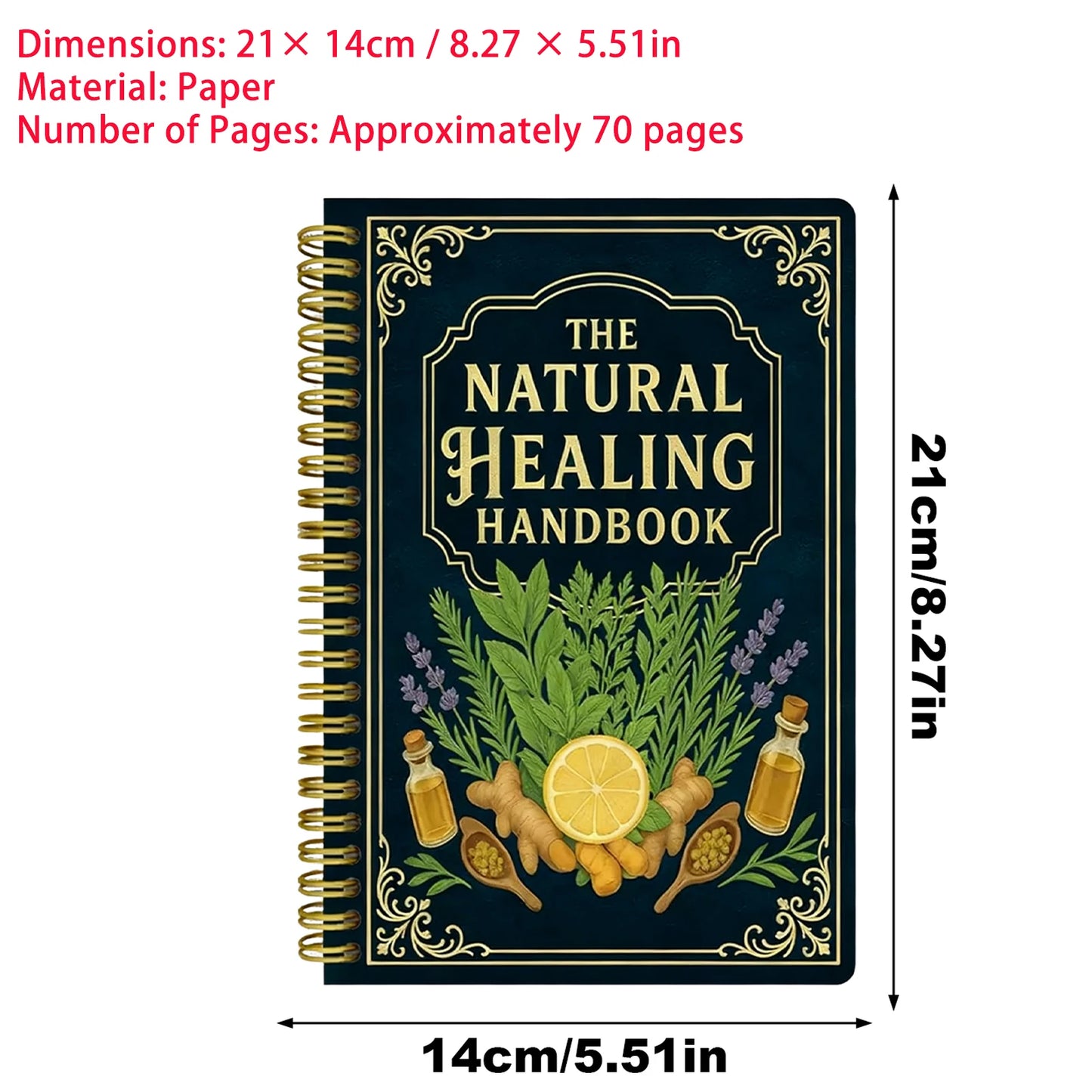 250X176X10Mm Human Health Guide Book Plant Theme Eating Recipe Spiral Binding Natural Book for Family Adult Elderly Chef Study