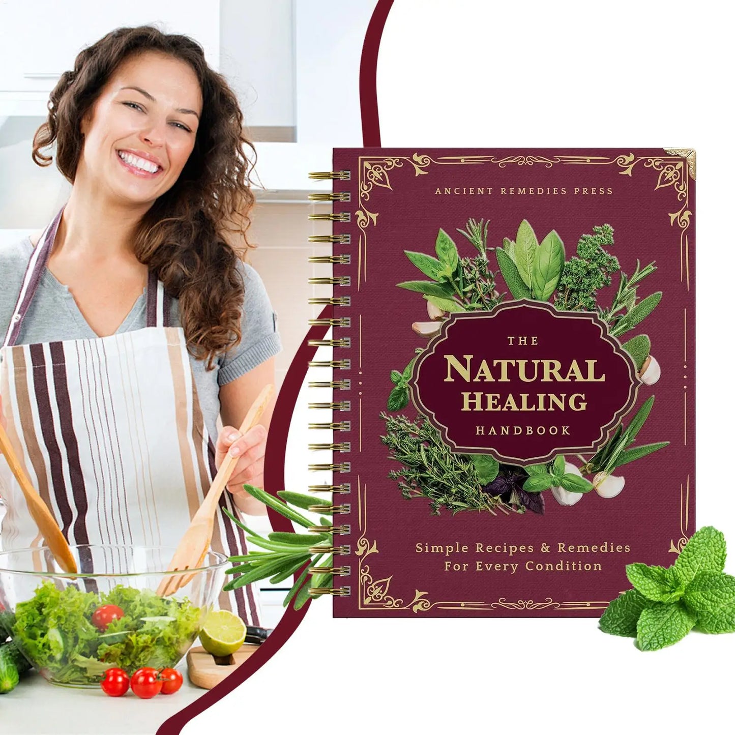 250X176X10Mm Human Health Guide Book Plant Theme Eating Recipe Spiral Binding Natural Book for Family Adult Elderly Chef Study