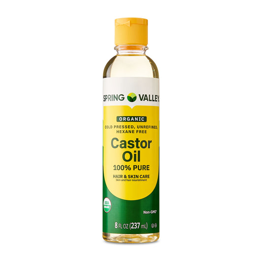 Cold-Pressed Castor Oil - Unrefined & Hexane-Free, Organic for Hair & Skin, 8 Fl Oz