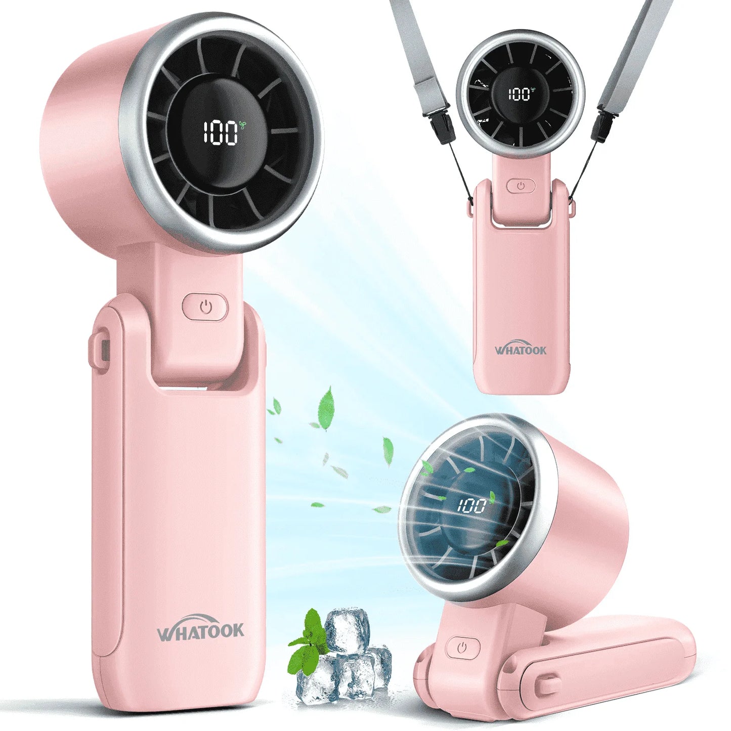 Portable Handheld Turbo Fan,180° Adjustable Foldable Desk Fan,5-Speed LED Display Foldable Handheld Fan,4000Mah Battery Rechargeable Personal Cooling Fan for Travel & Outdoor Use(Green)