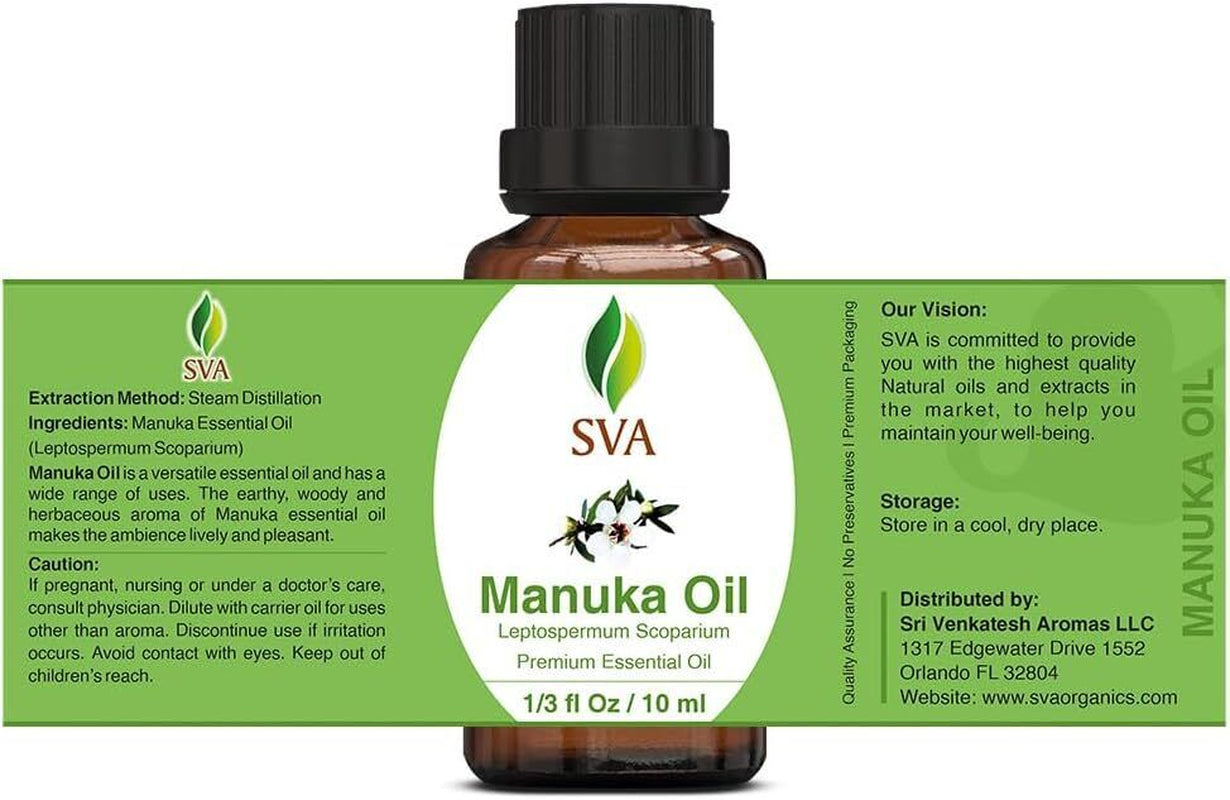 SVA Manuka Essential Oil – 1/3 Fl Oz – 100% Natural Manuka Oil - for Diffuser,