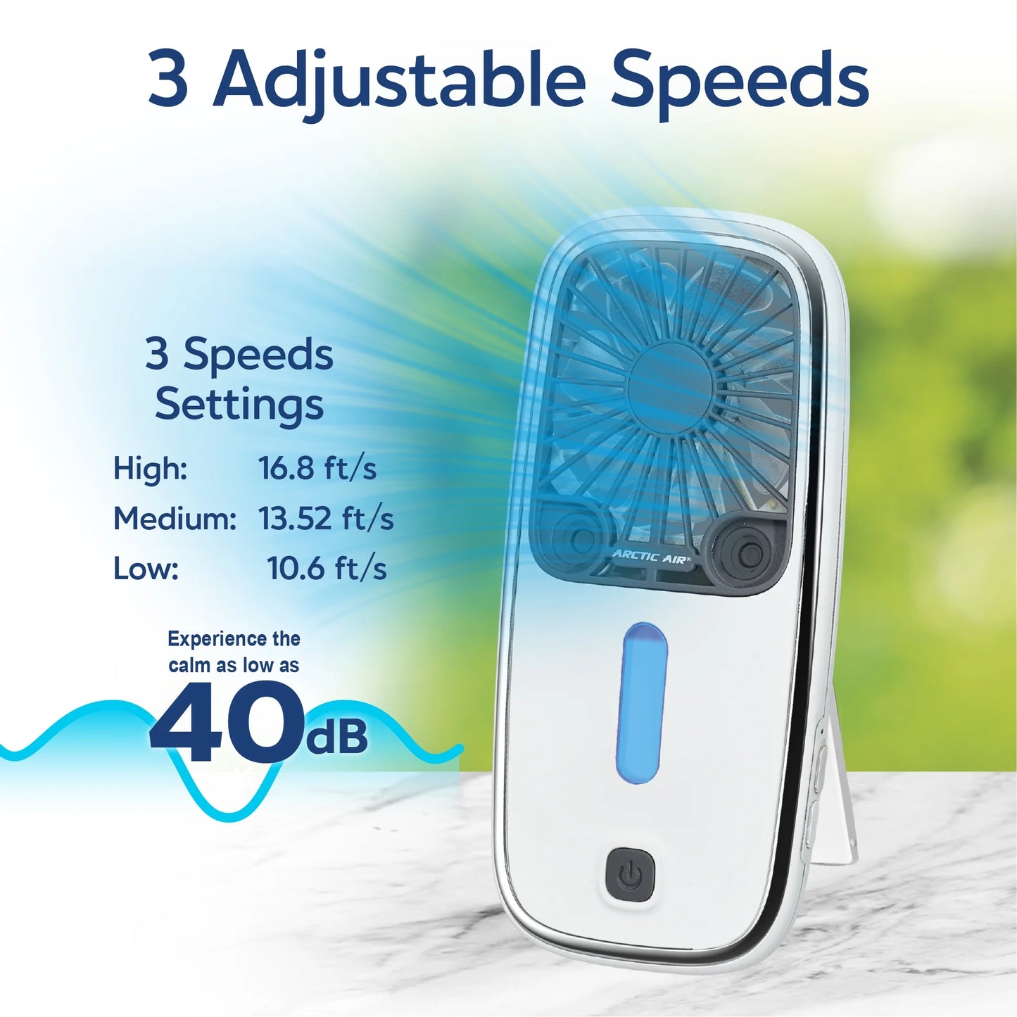 ® Pocket Hand Fan, Portable Air Cooler, Dual Cooling Jets, Rechargeable, 3 Speeds