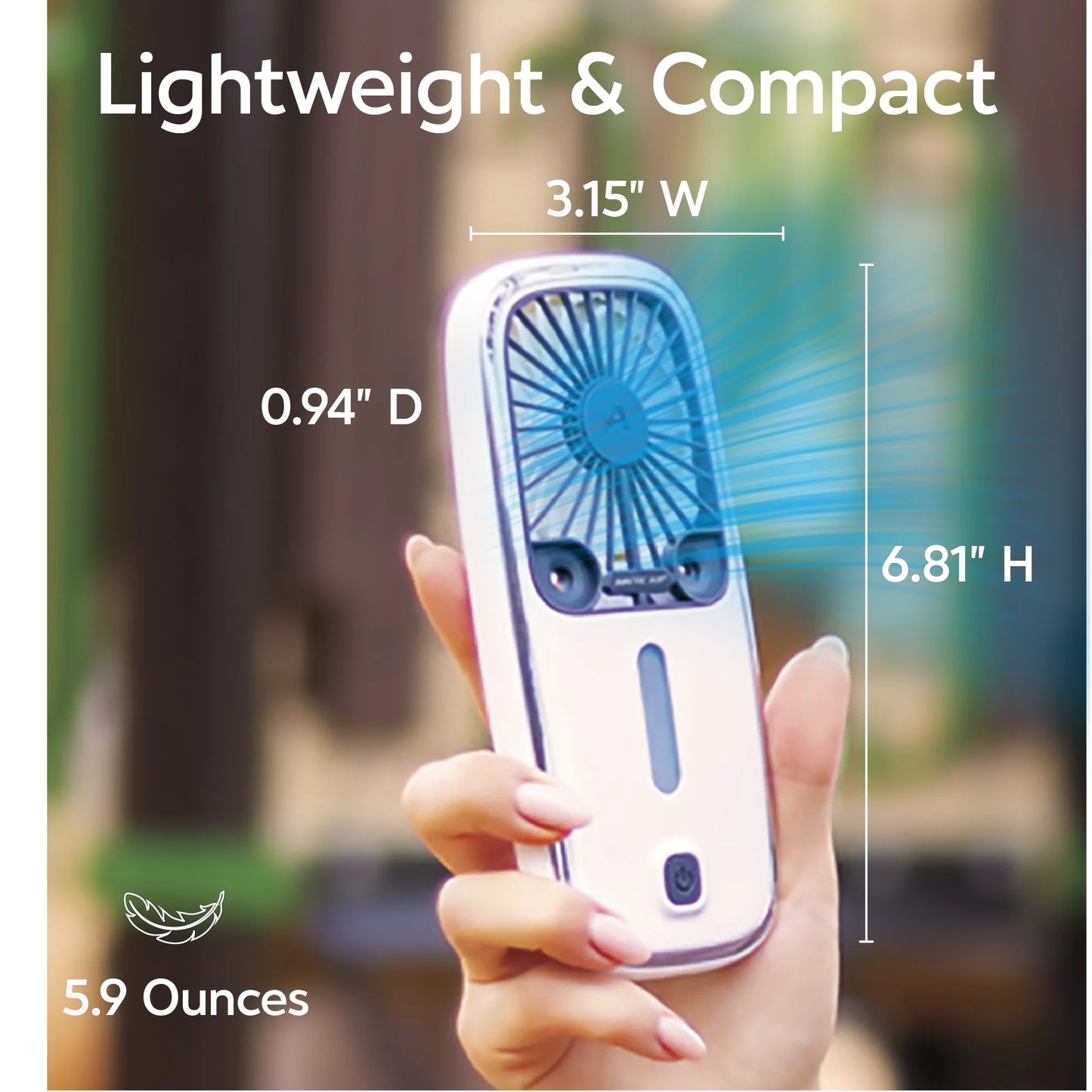 ® Pocket Hand Fan, Portable Air Cooler, Dual Cooling Jets, Rechargeable, 3 Speeds