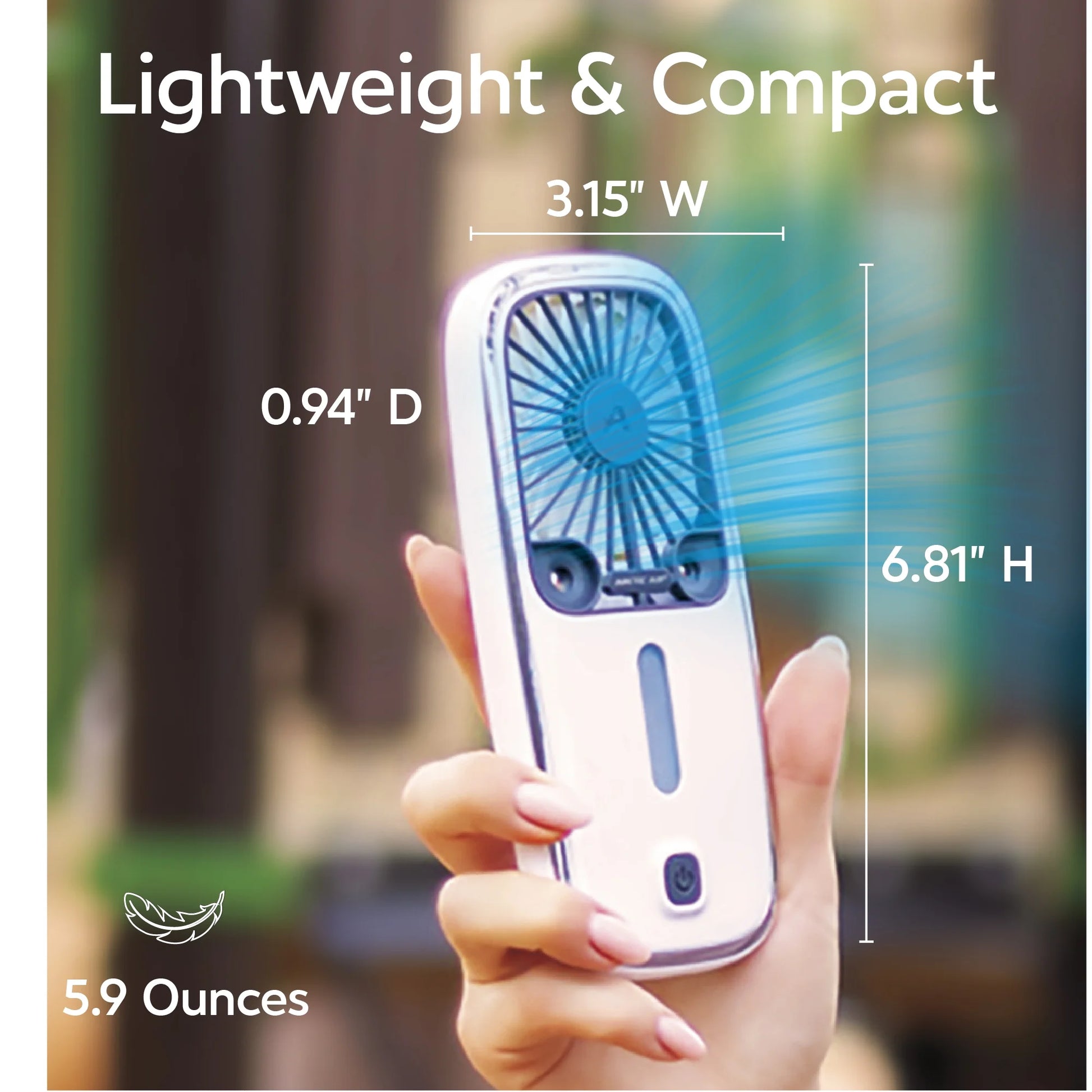 ® Pocket Hand Fan, Portable Air Cooler, Dual Cooling Jets, Rechargeable, 3 Speeds