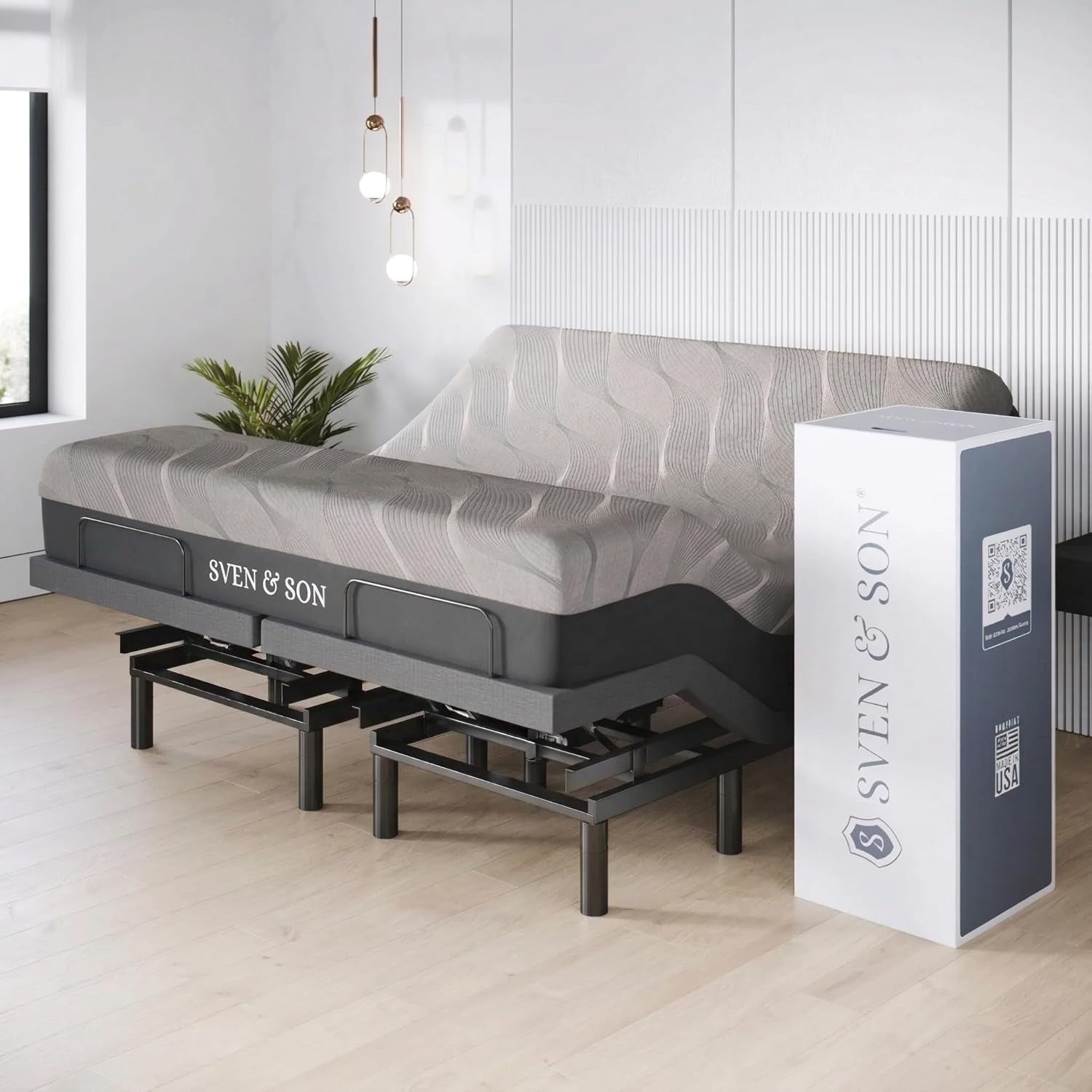 Harmony Adjustable Bed Base, Head and Foot Lift, Massage, Under-Bed Lights, USB, Gel Memory, Zero Gravity Smart Frame - King + 14 Inch Hybrid Spring Matt (Medium Soft)