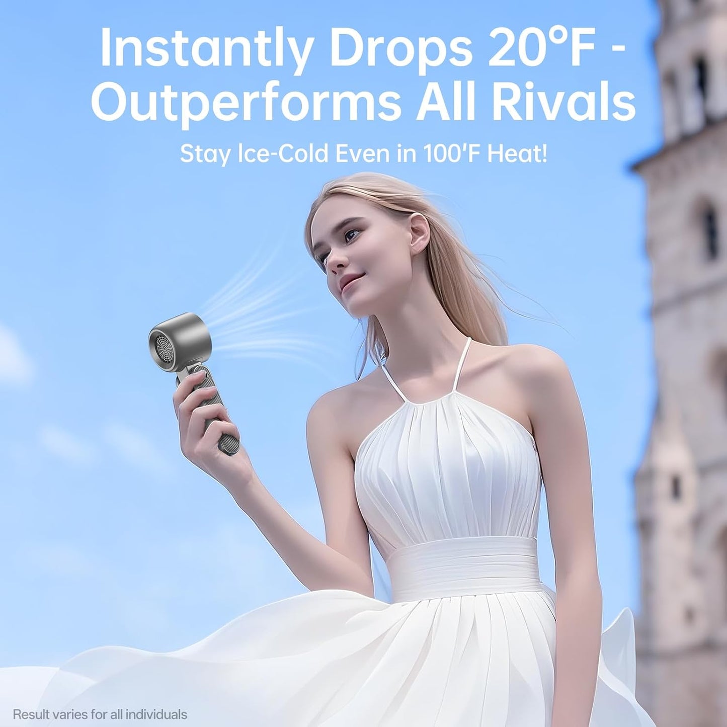Pro Handheld Portable Fan with Turbo Cooling - Hand Held Fan Rechargeable, 1-199 Speeds, up to 12Hrs Battery Life, Powerful Mini Personal Ice Fan for Travel, Outdoor, Beach & Makeup