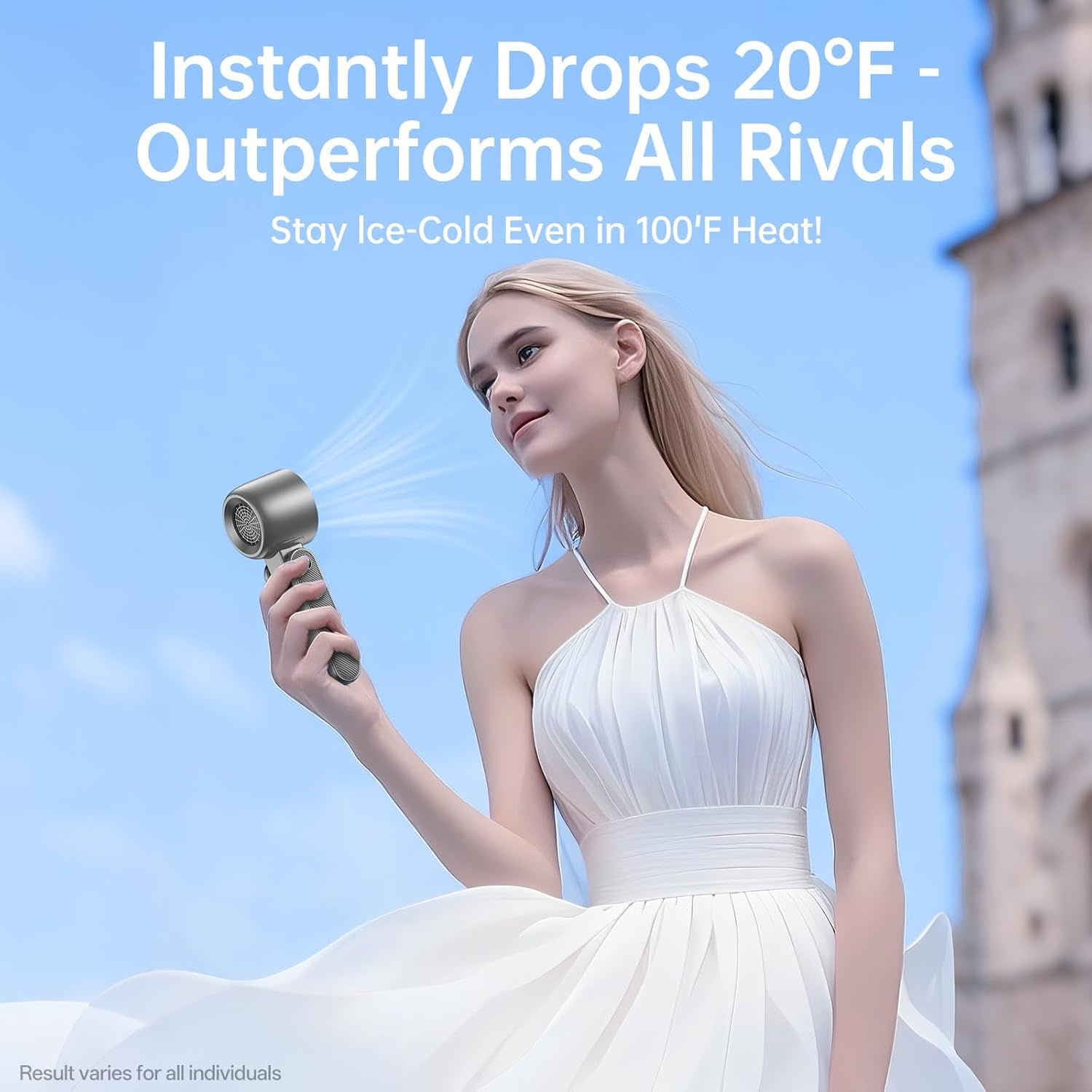 Pro Handheld Portable Fan with Turbo Cooling - Hand Held Fan Rechargeable, 1-199 Speeds, up to 12Hrs Battery Life, Powerful Mini Personal Ice Fan for Travel, Outdoor, Beach & Makeup