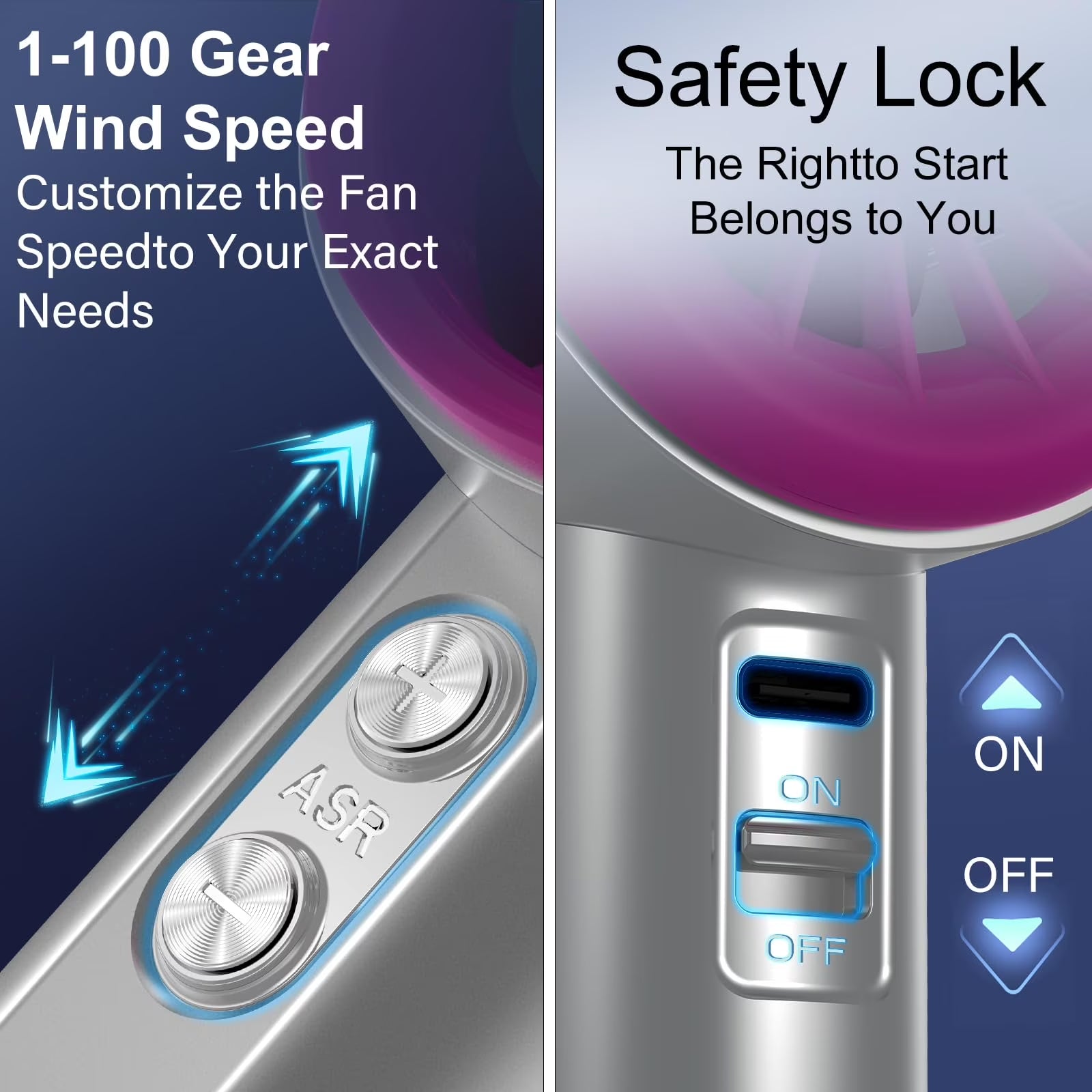 Portable Handheld Fan, Adjustable Speed, 3600 Mah Rechargeable, Turbo Personal Cooling, Travel & Outdoor