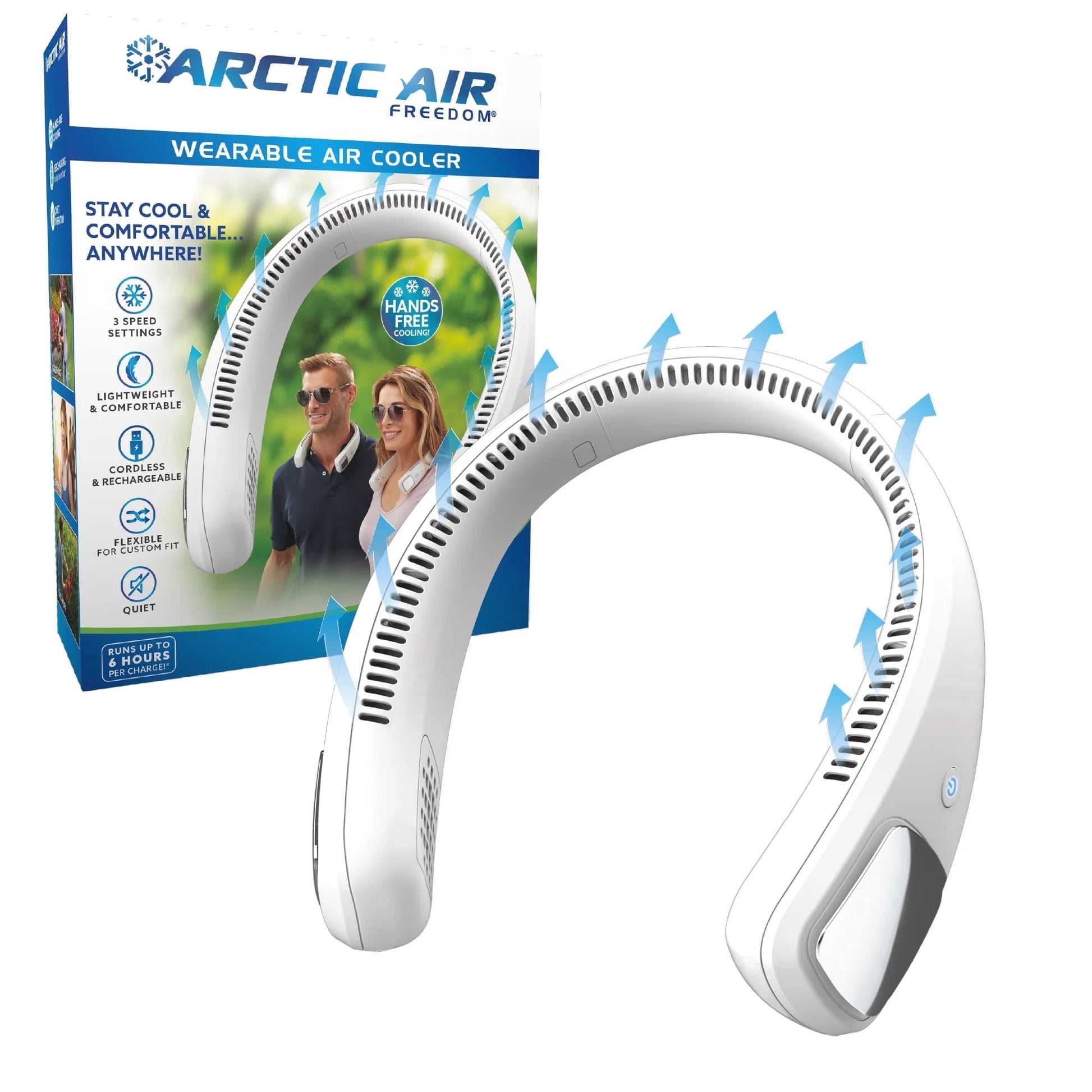 Cool Touch - Portable Handheld Fan, Mini USB Rechargeable, Compact & Lightweight, 4-Speed Adjustable, Battery-Powered, Quiet & Perfect for Travel & Outdoor, White Color, AACTFW-MC12/4