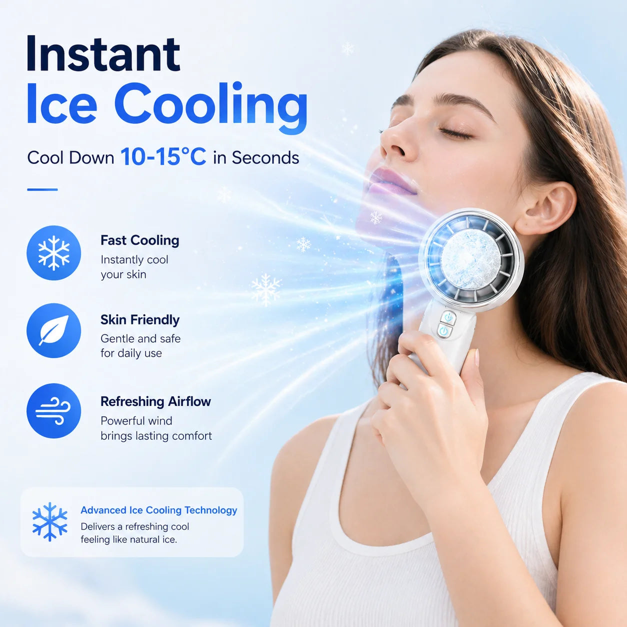Handheld Turbo Fan 5-Speed Rechargeable Portable Mini Fan High-Speed for Travel Outdoor Gifts for Women Men - White