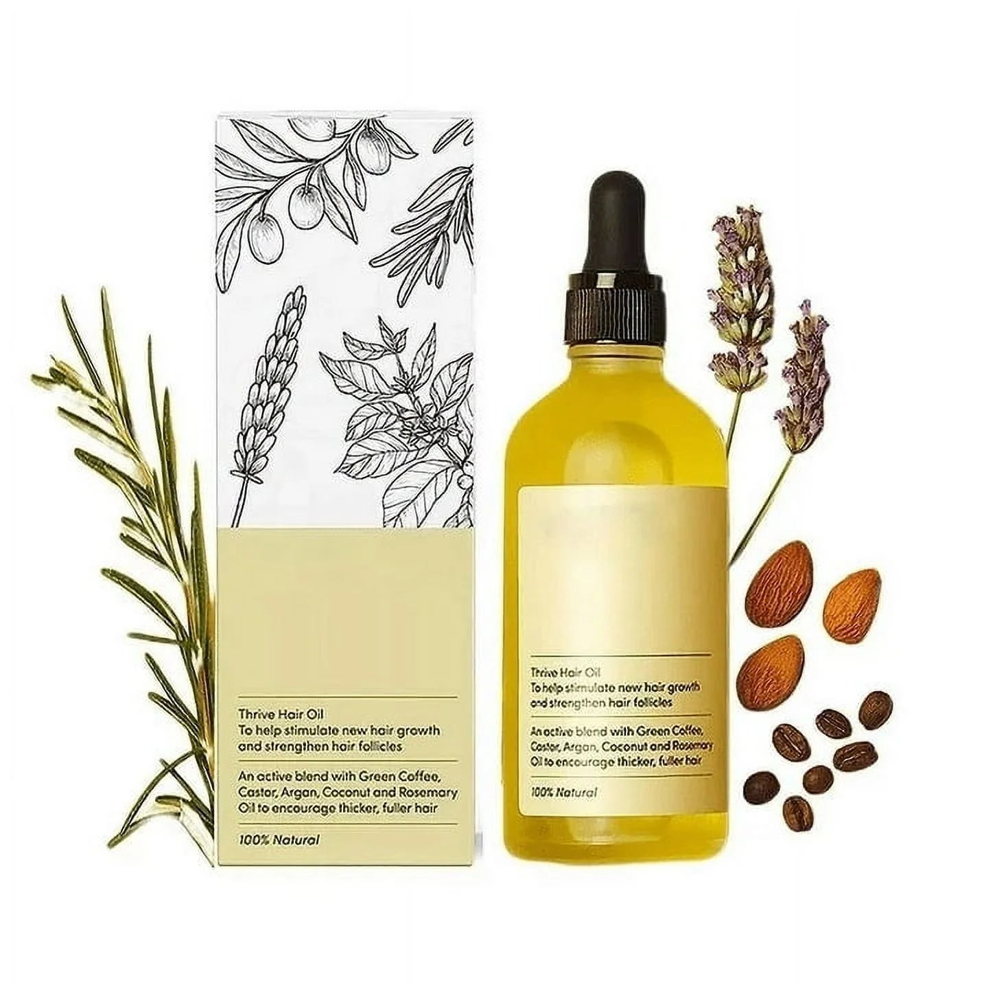Natural Hair Growth Oil, Organic Veganic Natural Hair Growth Oil,Pure Natural Hair Density Essential Oil, Plant Extract Hair Growth Oil for Dry Damaged Hair and Growth (1Pcs)