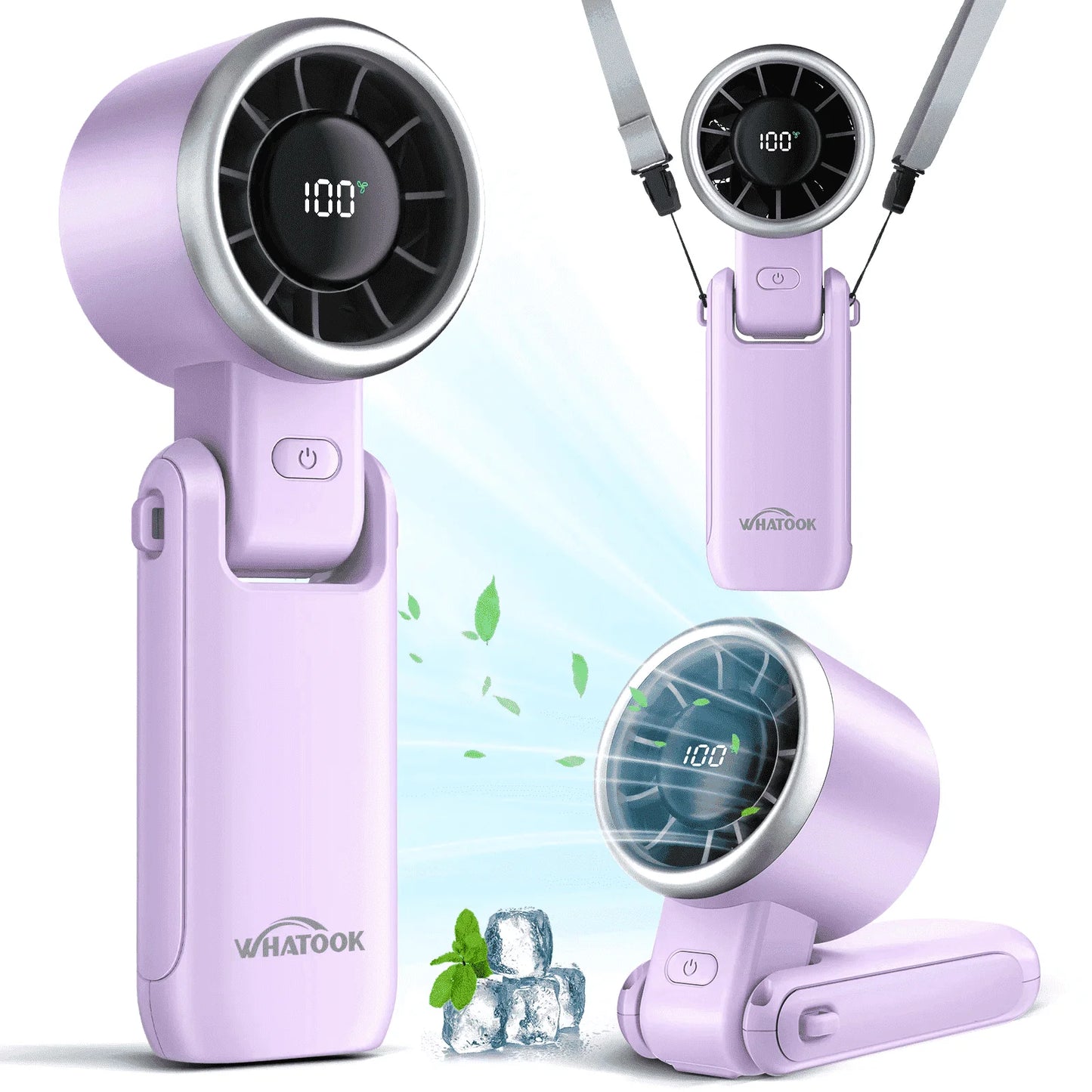 Portable Handheld Turbo Fan,180° Adjustable Foldable Desk Fan,5-Speed LED Display Foldable Handheld Fan,4000Mah Battery Rechargeable Personal Cooling Fan for Travel & Outdoor Use(Green)