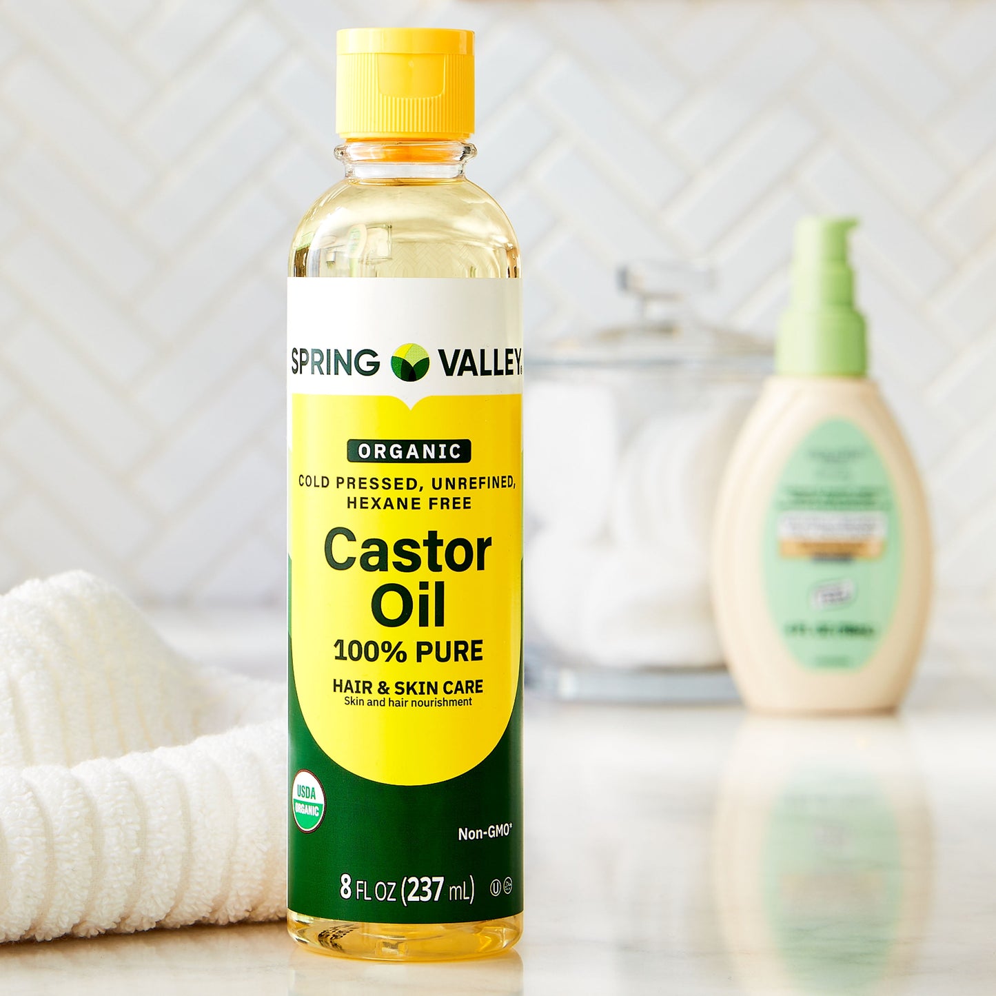 Cold-Pressed Castor Oil - Unrefined & Hexane-Free, Organic for Hair & Skin, 8 Fl Oz