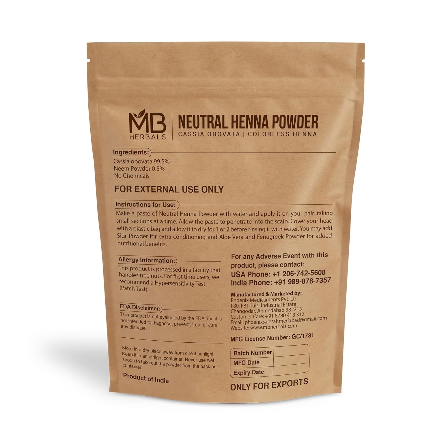 Neutral Henna Powder 227G | Half Pound | Senna Powder | Cassia Obovata | Colorless Henna | Natural Hair Conditioner | Does Not Color - Only Conditions the Hair