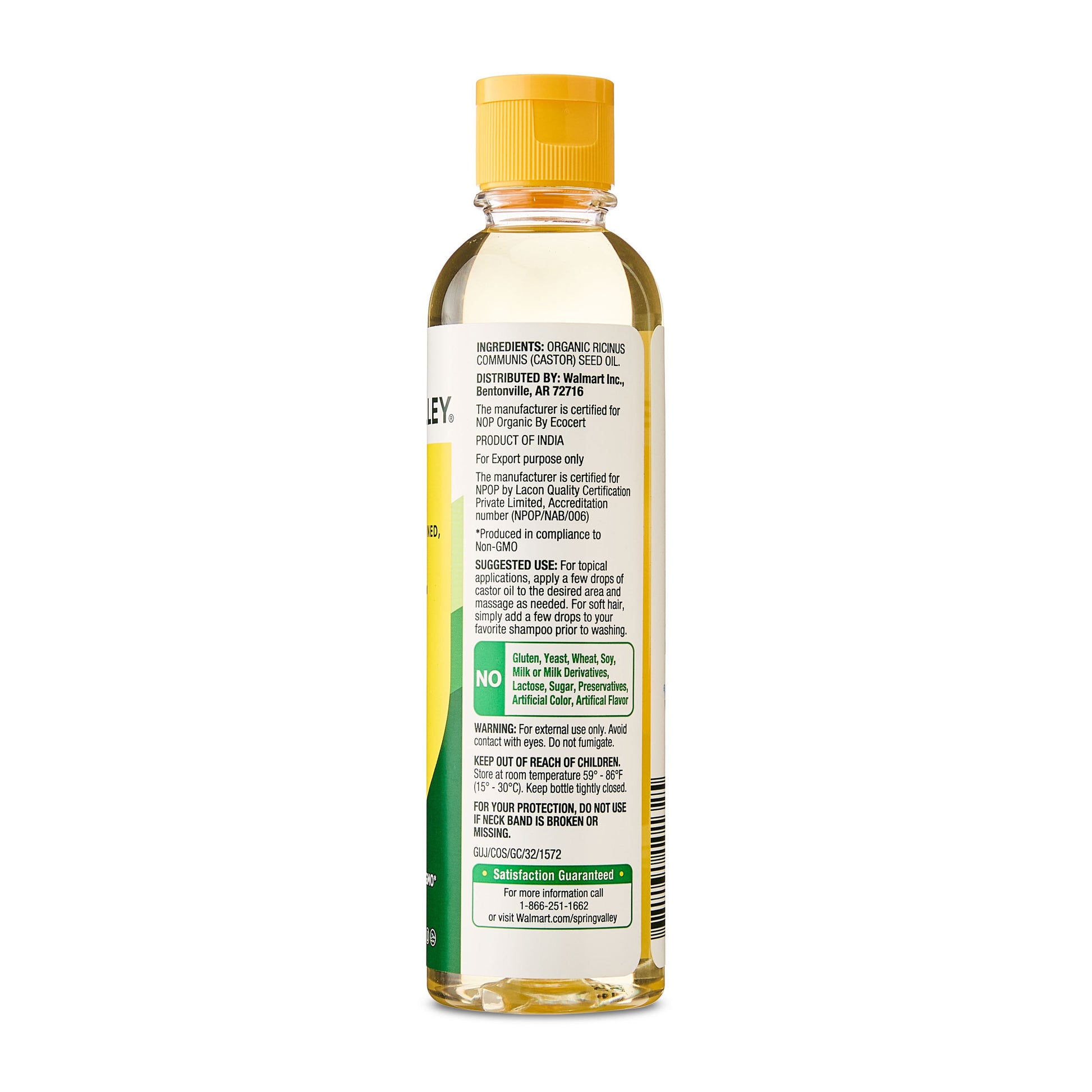 Cold-Pressed Castor Oil - Unrefined & Hexane-Free, Organic for Hair & Skin, 8 Fl Oz