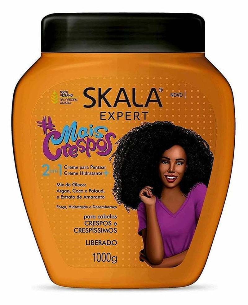 SKALA Mais Crespos & Mais Cachos 2 in 1 Conditioning Treatment Cream Bundle + Skala Passion Fruit & Patauá Oil (Maracuja) Hair Care 1000G – Includes Free Comb (Comb Color May Vary)