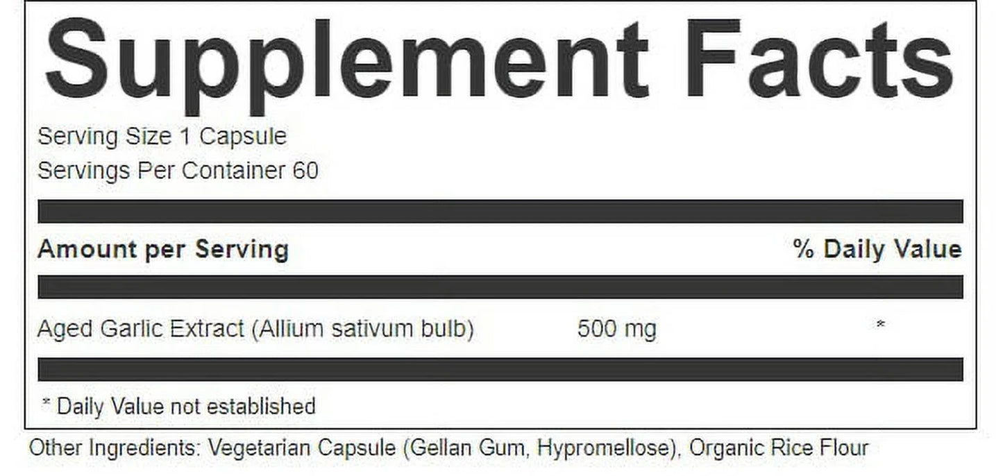 Black Garlic Supplement - Allium Sativum Supplement - 60 Capsules