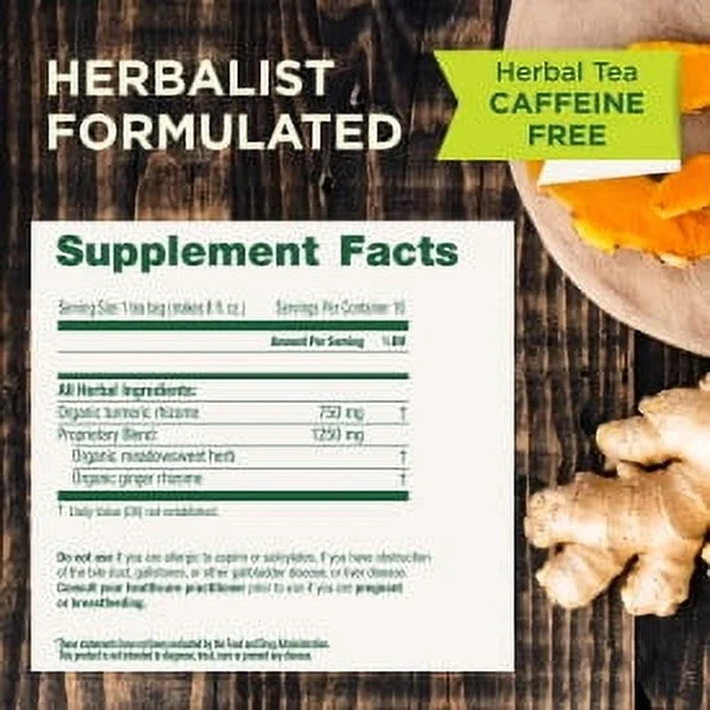 , Organic Turmeric with Meadowsweet & Ginger Herbal Tea Bags, 16 Count