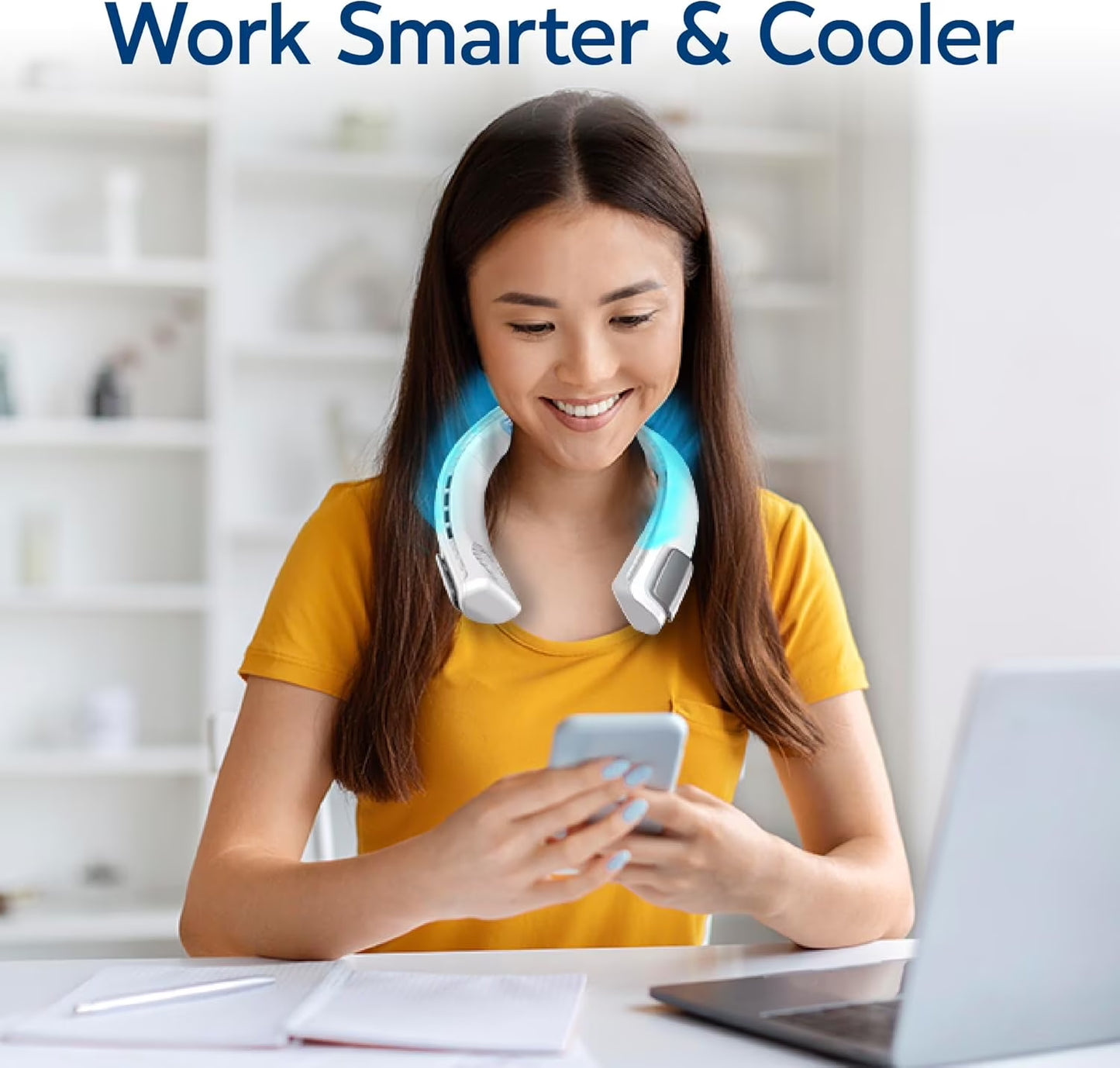 Cool Touch - Portable Handheld Fan, Mini USB Rechargeable, Compact & Lightweight, 4-Speed Adjustable, Battery-Powered, Quiet & Perfect for Travel & Outdoor, White Color, AACTFW-MC12/4